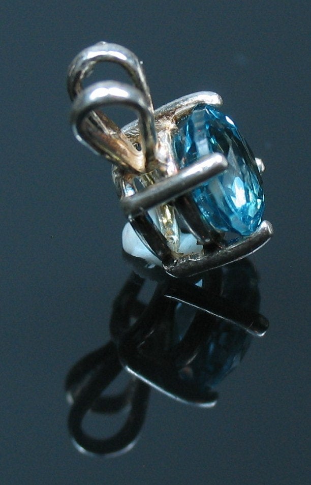 Solid Sterling Silver or 14K White/Yellow Gold Swiss Blue Topaz 4mm Round Dangle Pendant Solitaire VVS - Elegant Children's Jewelry for Birthdays, Gifts & Special Occasions