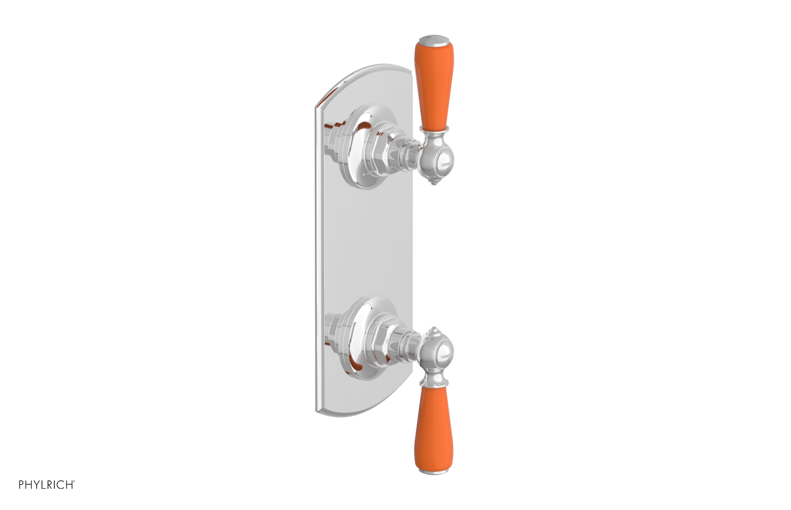 Jamestown Thermostatic Shower Valve with Volume Control & Diverter - Orange Accent Trim - Model 4738 - Perfect for Modern Bathroom Renovations & Spa-Like Shower Experiences