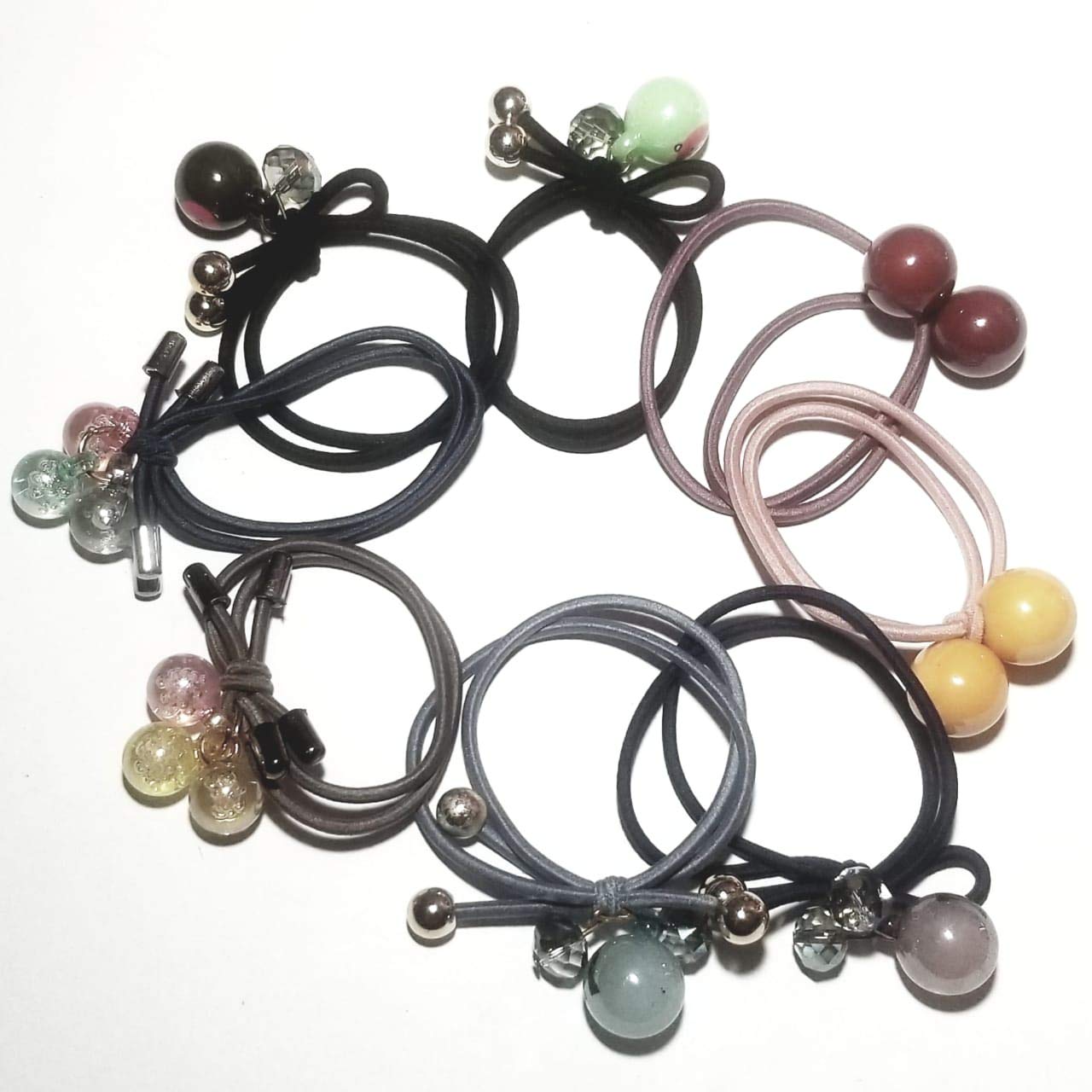 SR SELECTION Fashionable Hair Rubber Bands for Women & Girls - 8 Pack Multicolor Hair Ties for Ponytails, Braids & Everyday Styling