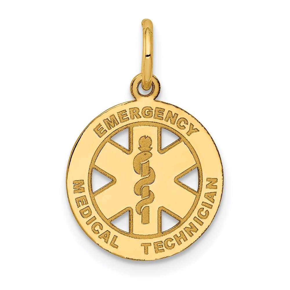14k Gold EMT Disk Charm - Black Bow for Medical Jewelry & Gifts