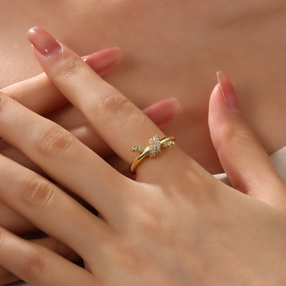 Elegant Gold Plated Twisted Knot Ring for Women - HR1241 | Perfect for Weddings, Parties & Everyday Fashion Accessories