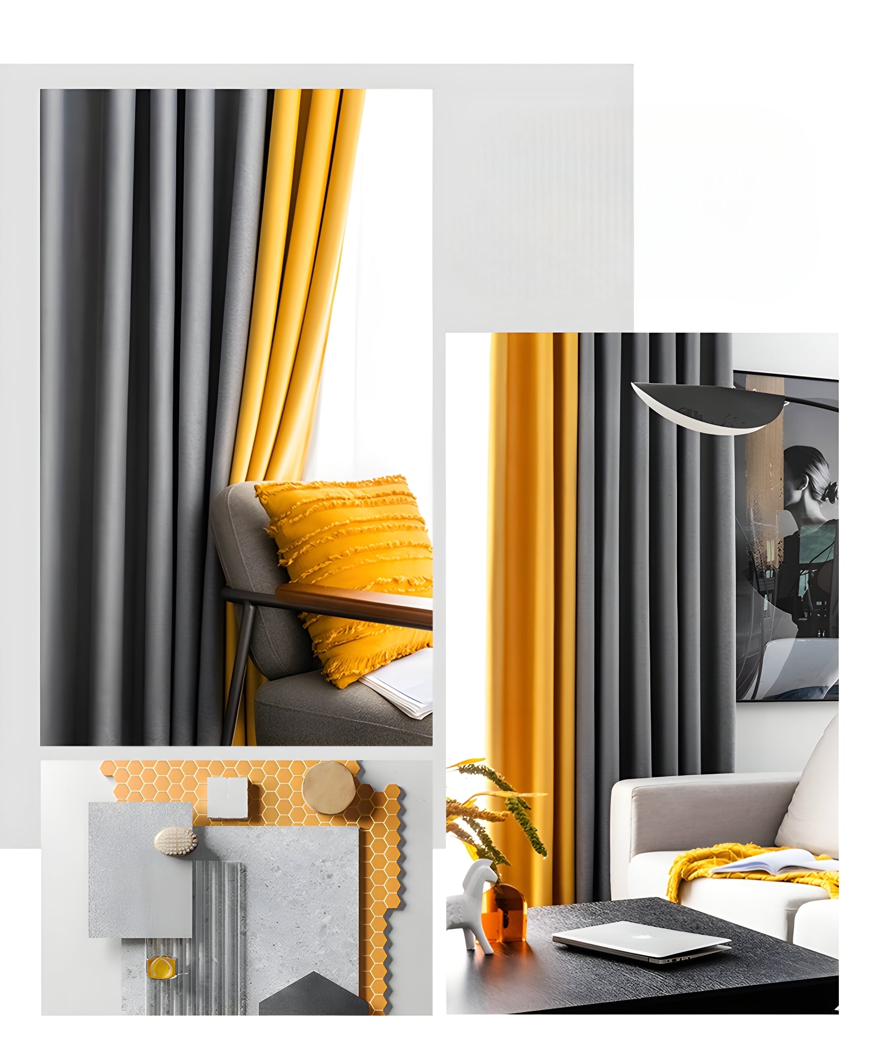 Naomi Color Blocking Blackout Curtains - Custom Room Darkening Window Drapes for Bedroom & Living Room | Noise Reducing & Light Blocking for Better Sleep