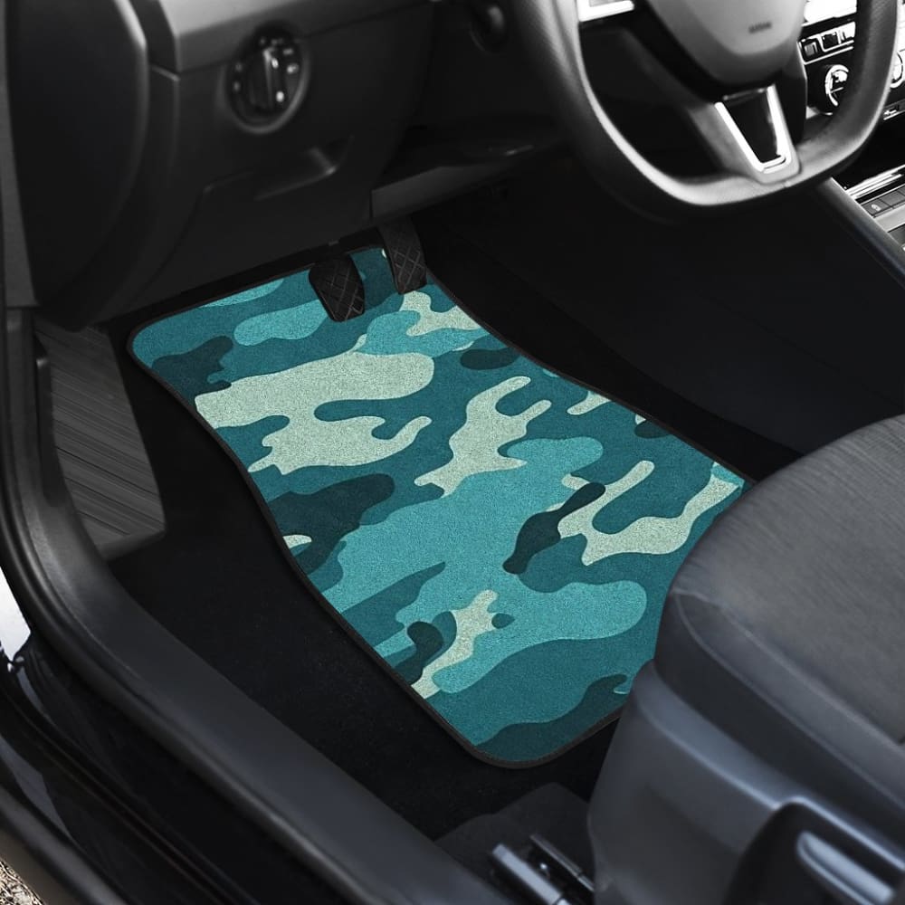 Premium Blue Teal Camouflage Car Floor Mats - All-Weather Protection & Non-Slip Design - Perfect for SUVs, Trucks & Off-Road Vehicles