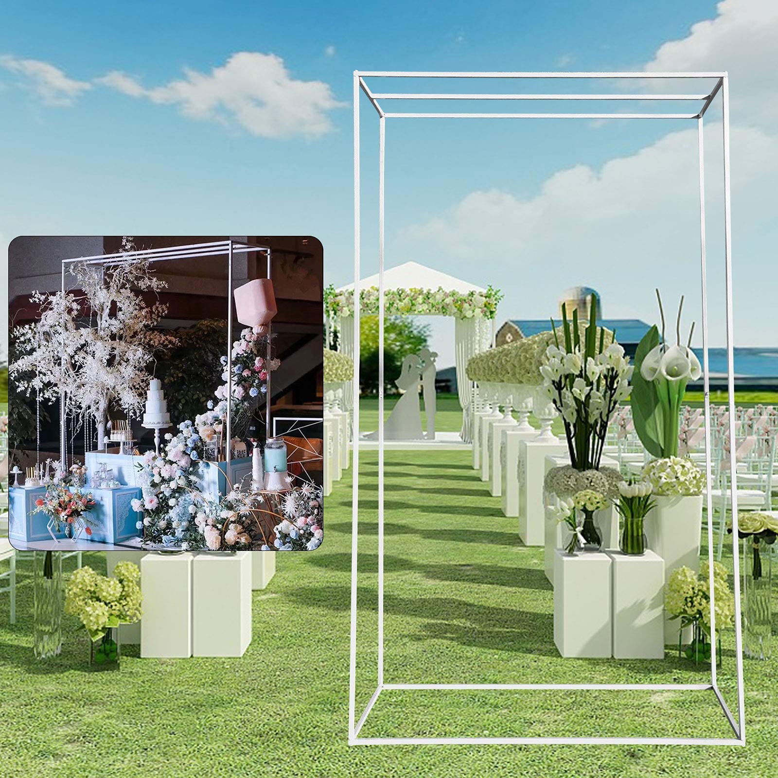 9.18ft Metal Wedding Arch Frame with Bases - Round/Square Flower Stand for Garden, Ceremony, Birthday & Graduation | Sturdy Backdrop for Outdoor Weddings, Party Decor & Photo Shoots