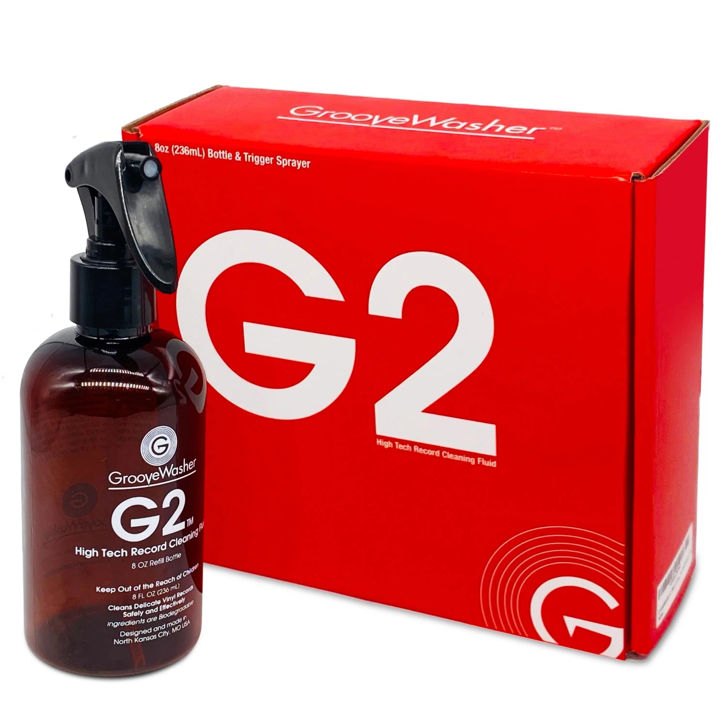 GrooveWasher G2 Vinyl Record Cleaning Fluid - 8 oz Bottle for Professional Vinyl Record Care - Perfect for Home & Studio Use