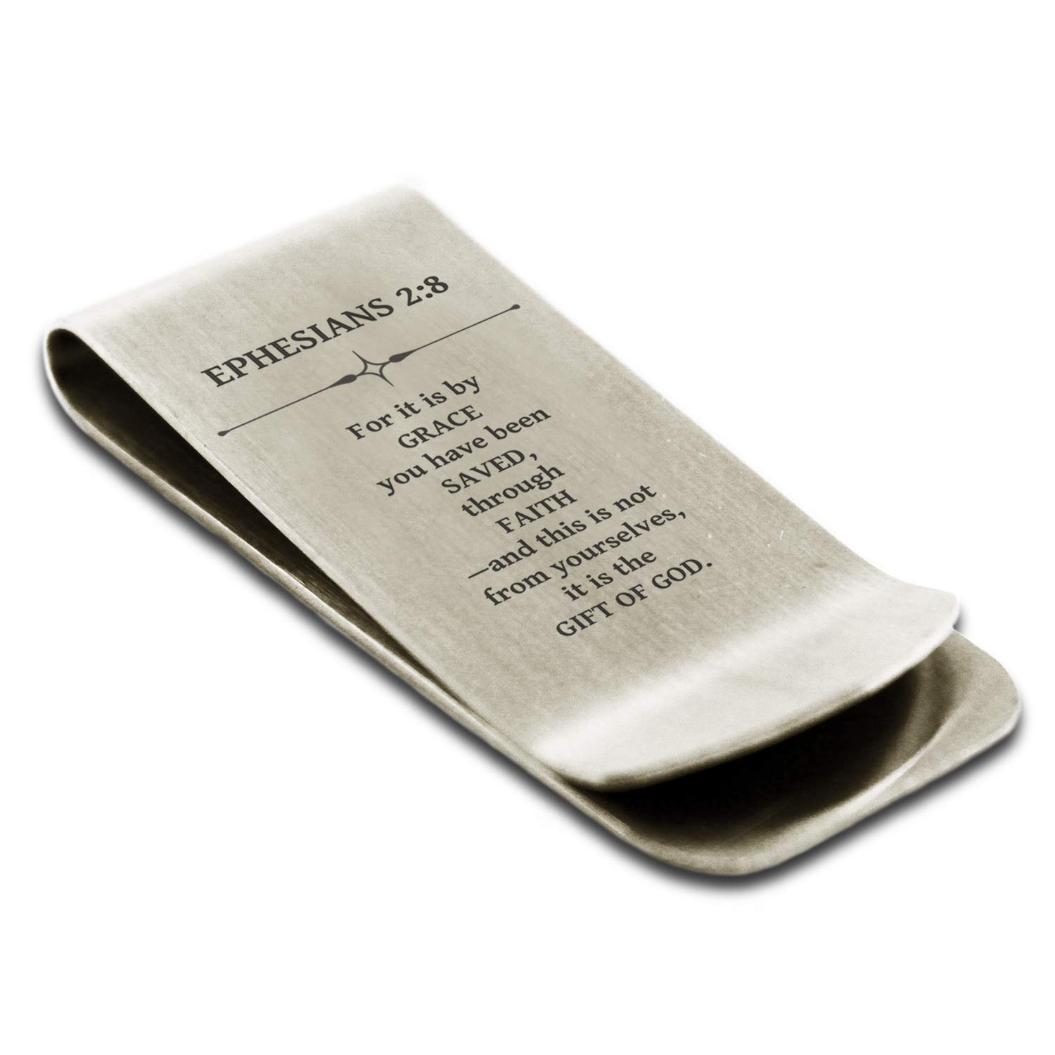Stainless Steel Ephesians 2:8 Bible Verse Money Clip & Credit Card Holder - Perfect Christian Gift for Men, Wallet Organizer for Cash and Cards