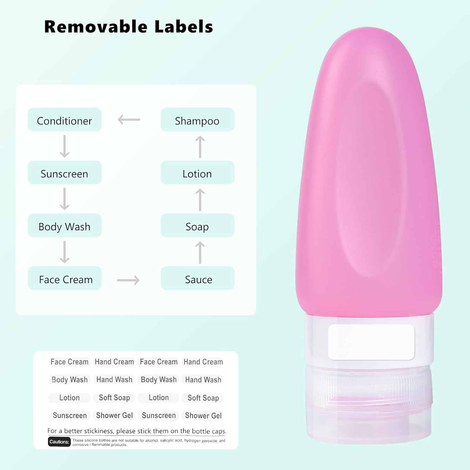 POLENTAT 17 Pcs TSA Approved Silicone Travel Bottles for Toiletries - Leak Proof Travel Size Containers for Shampoo, Lotion & Cosmetics - Perfect for Airplane Carry On, Gym & Vacation Essentials