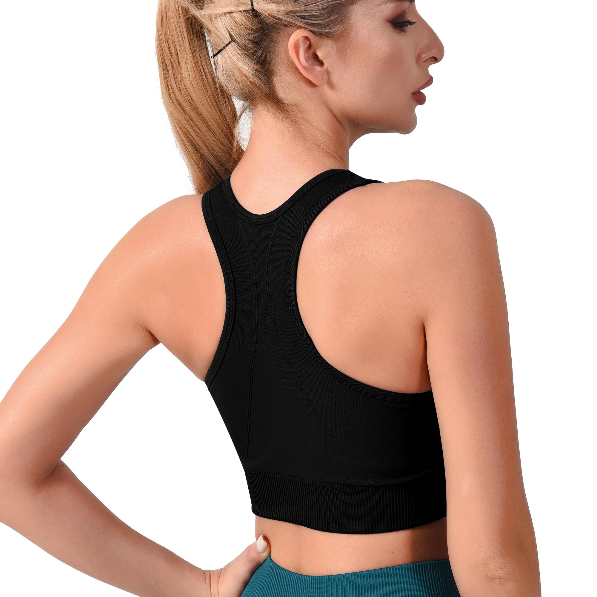 High Support Seamless Padded Sports Bras for Women - Racerback Yoga, Gym, Running & Workout Bras - Perfect for Active Lifestyles & High-Intensity Training