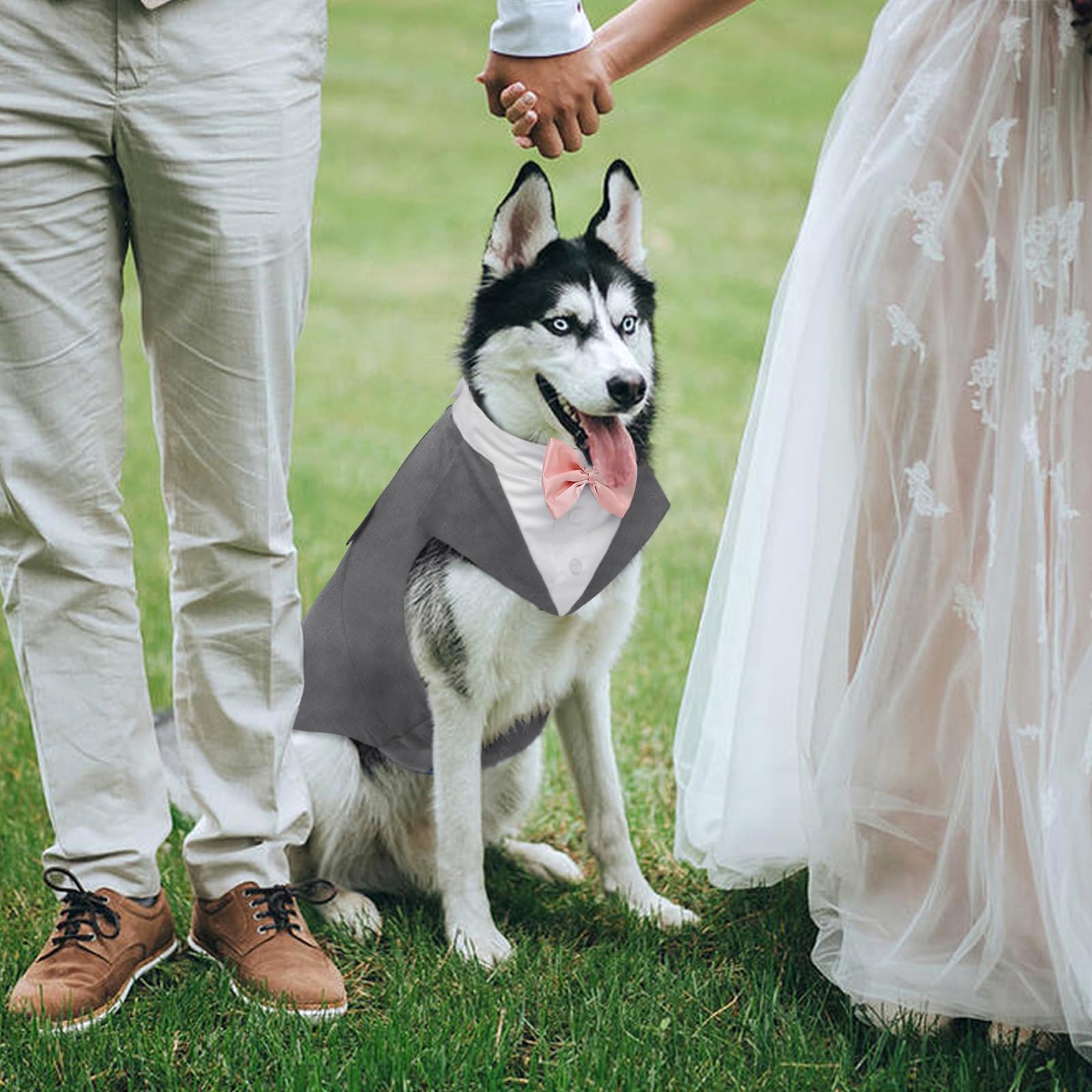 Kuoser Dog Tuxedo Suit & Bandana Set - Formal Wedding Party Attire for Medium & Large Dogs (Golden Retriever, Samoyed, Bulldog) - Perfect for Weddings, Photo Shoots & Special Occasions