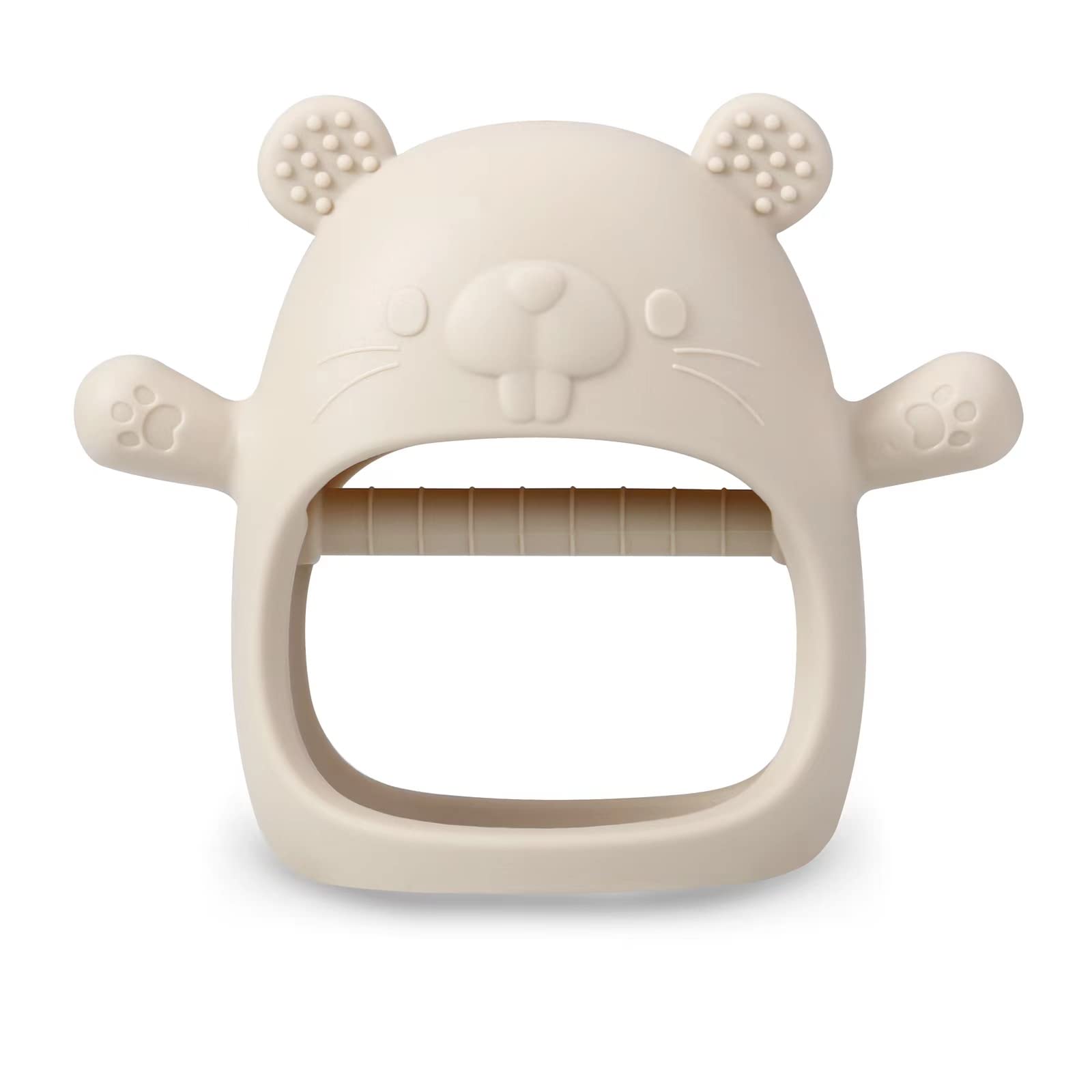 PandaEar 2 Pack Silicone Baby Teething Toys - Soft Chewable Mitten Teethers for Infants & Toddlers | Hand Pacifier for Teething Pain Relief & Self-Soothing | BPA-Free Teething Mittens (White/Pink) - Perfect for Home, Travel & Daycare Use