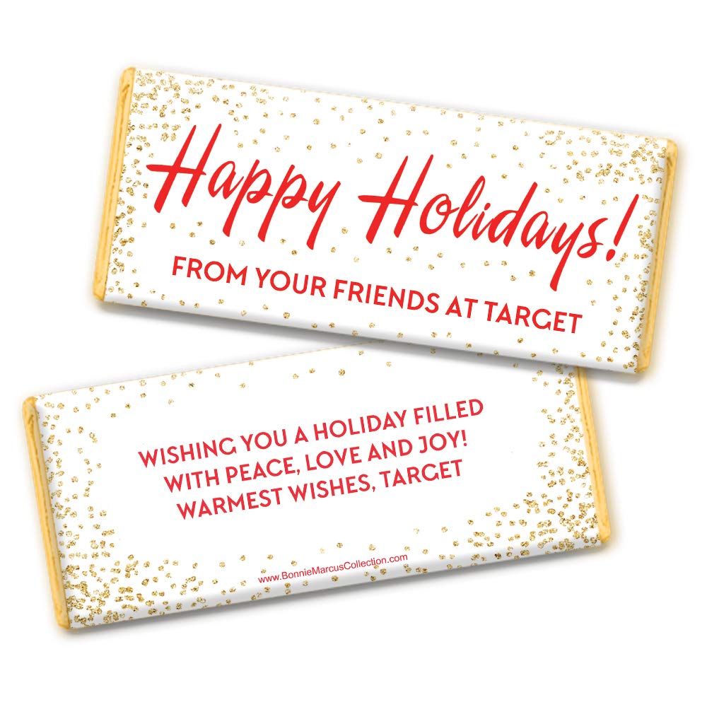 Personalized Christmas Candy Bars - Happy Holidays Chocolate Gift Box (36 Count) - Perfect for Holiday Parties, Stocking Stuffers & Corporate Gifts