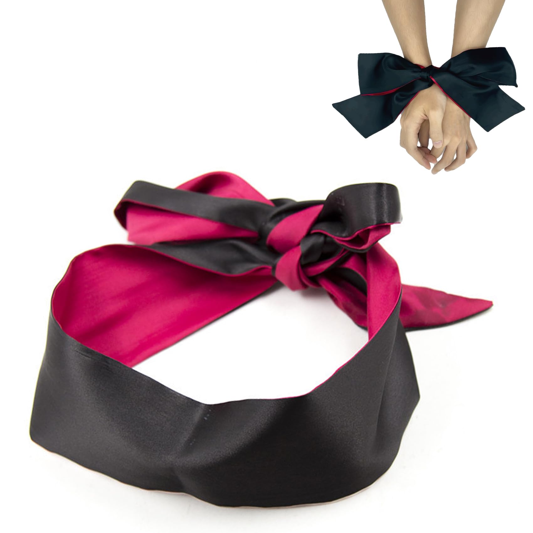 Satin Blindfold & Adjustable Restraints Set - Soft BDSM Bondage Kit for Couples, Handcuffs & Wrist Ankle Cuffs - Sex Toys for Adults, Women & Men - Perfect for Sensual Play, Spicing Up Relationships & Fetish Exploration