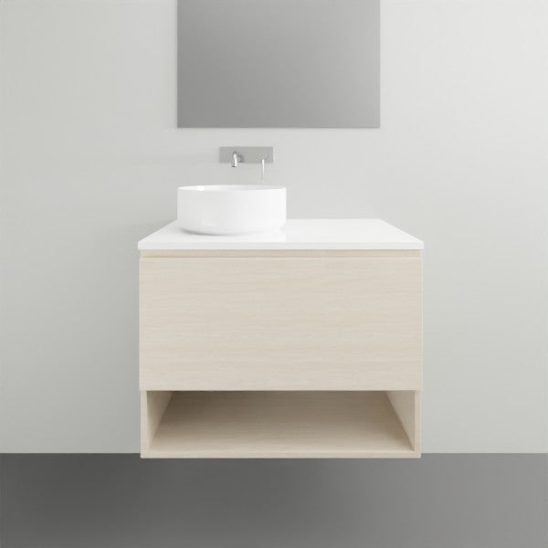 ADP Glacier Lite Shelf Slim Vanity with Solid Surface Top - Modern Bathroom Storage Solution for Small Spaces, Perfect for Makeup Organization and Bathroom Essentials
