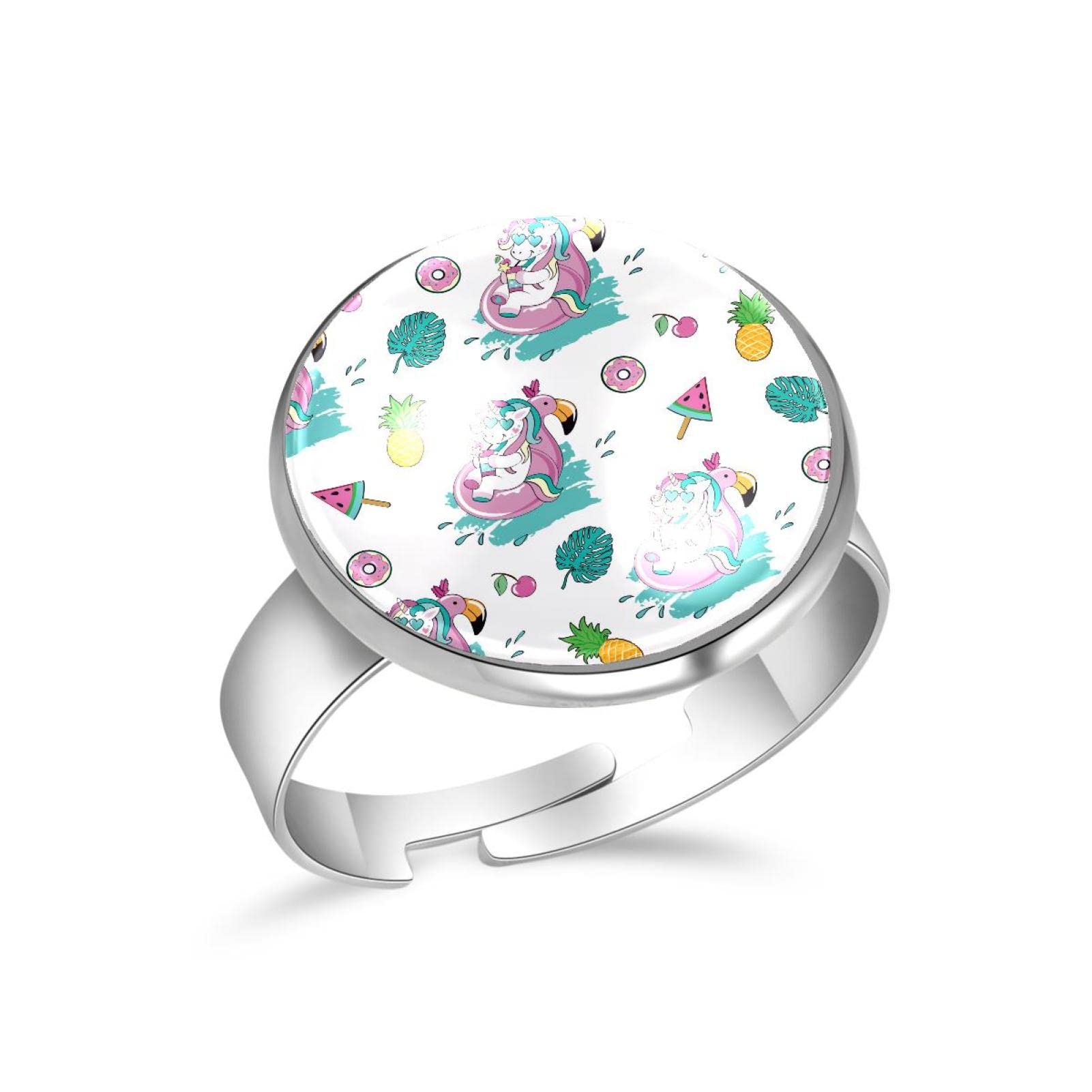 Adjustable Open Rings for Women - Cartoon Unicorn & Pineapple Design - Perfect Anniversary, Birthday Jewelry Gifts - Ideal for Summer Vacation & Everyday Wear