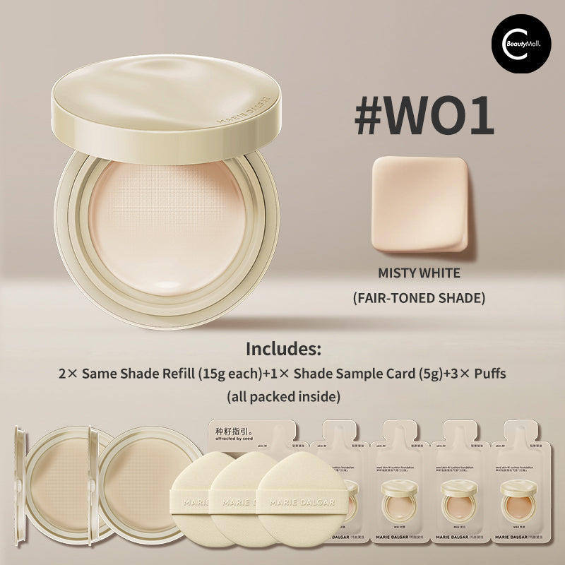 Marie Dalgar Seed Essence Cushion - Hydrating BB Cream Foundation with SPF, Lightweight & Long Lasting for Daily Makeup & On-the-Go Touch Ups
