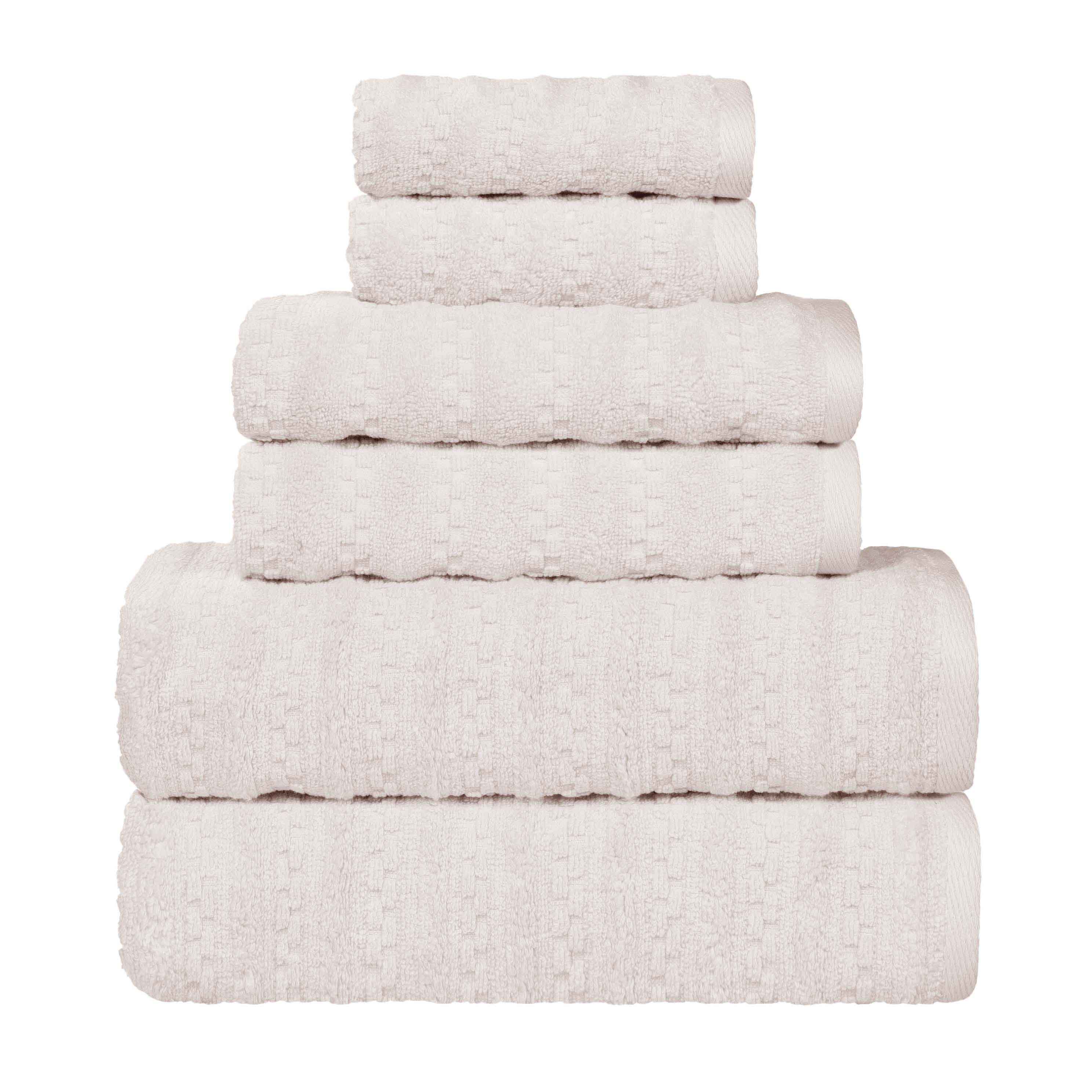 Zuma Zero Twist Cotton Medium Weight Soft Absorbent 6-Piece Bath Towel Set - Premium Luxury Towels for Spa, Bathroom & Beach Use