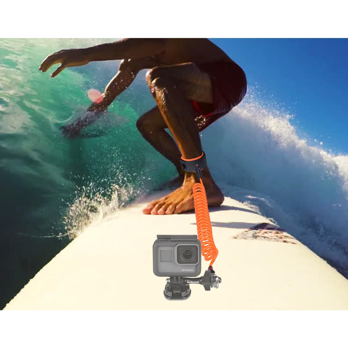 Floating Grip with Adjustable Safety Strap & Steel Core for GoPro Hero/Insta360 - Waterproof Action Camera Accessory for Surfing, Kayaking & Underwater Selfies
