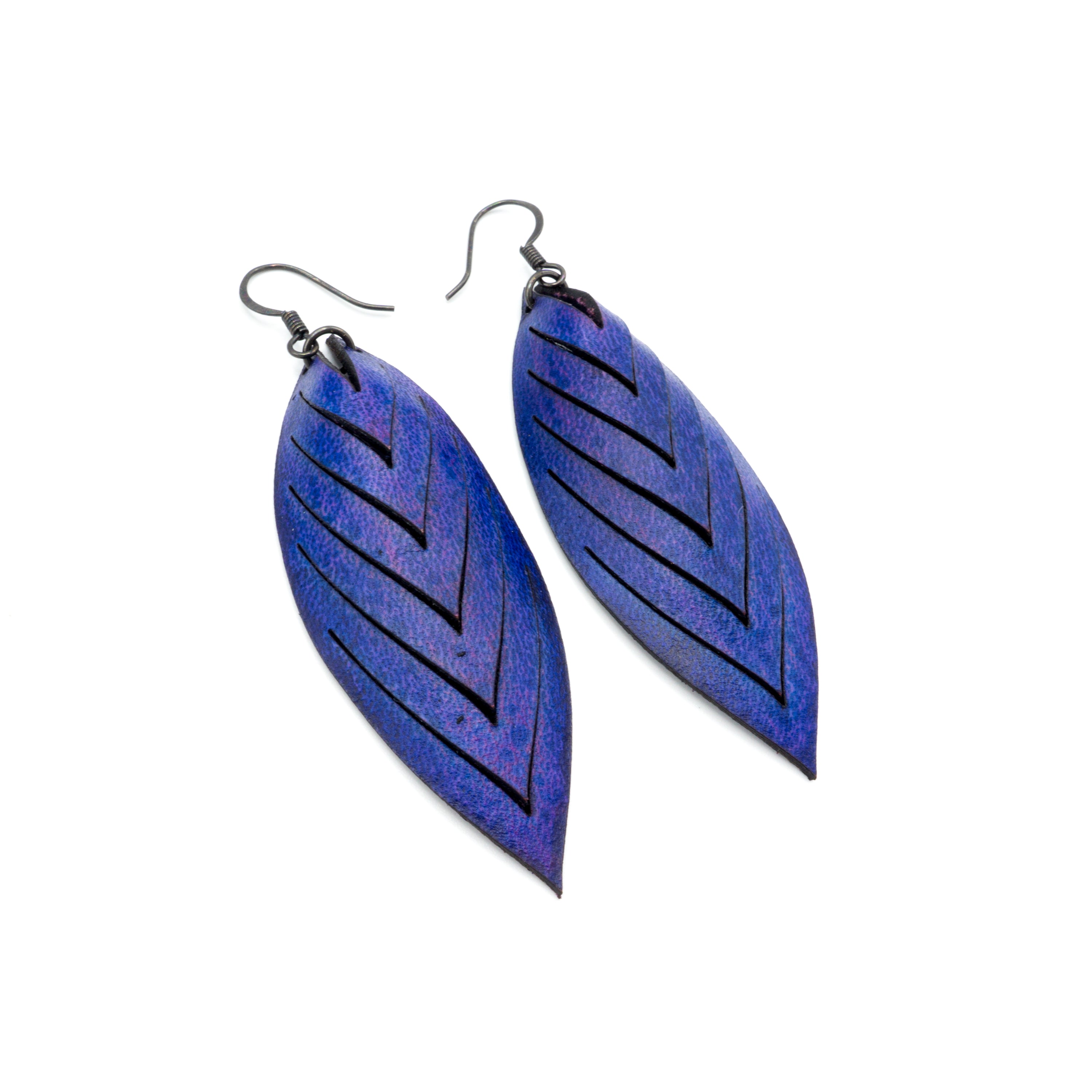 Terrabyte 14mm Purple Leather Earrings for Women - Handmade Boho Chic Dangle Earrings for Casual Wear, Parties & Special Occasions
