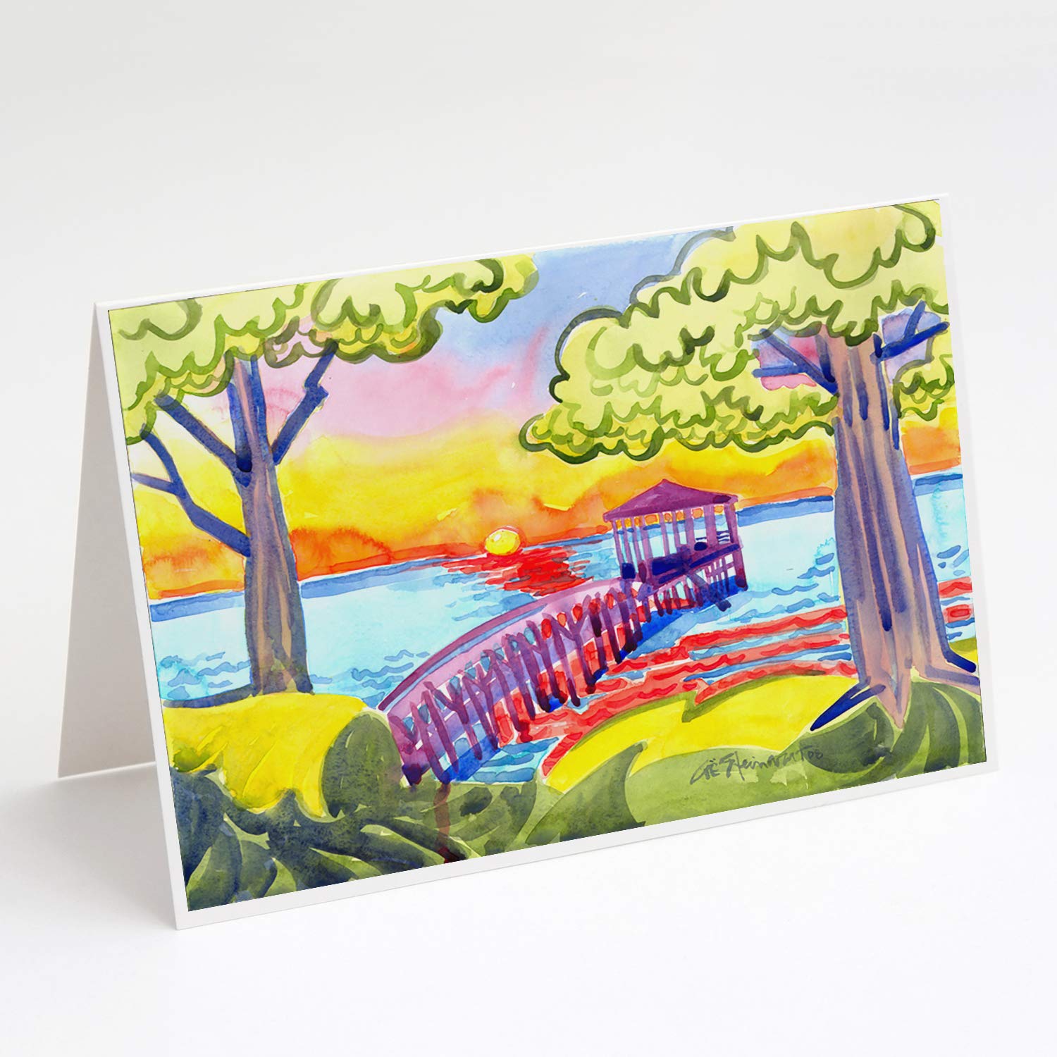 Caroline's Treasures 6060GCA7P Whimsical Dock at The Pier Blank Greeting Cards - Pack of 8 A7 Size 5x7 Note Cards with Envelopes | Perfect for Birthday Wishes, Thank You Notes & Special Occasions