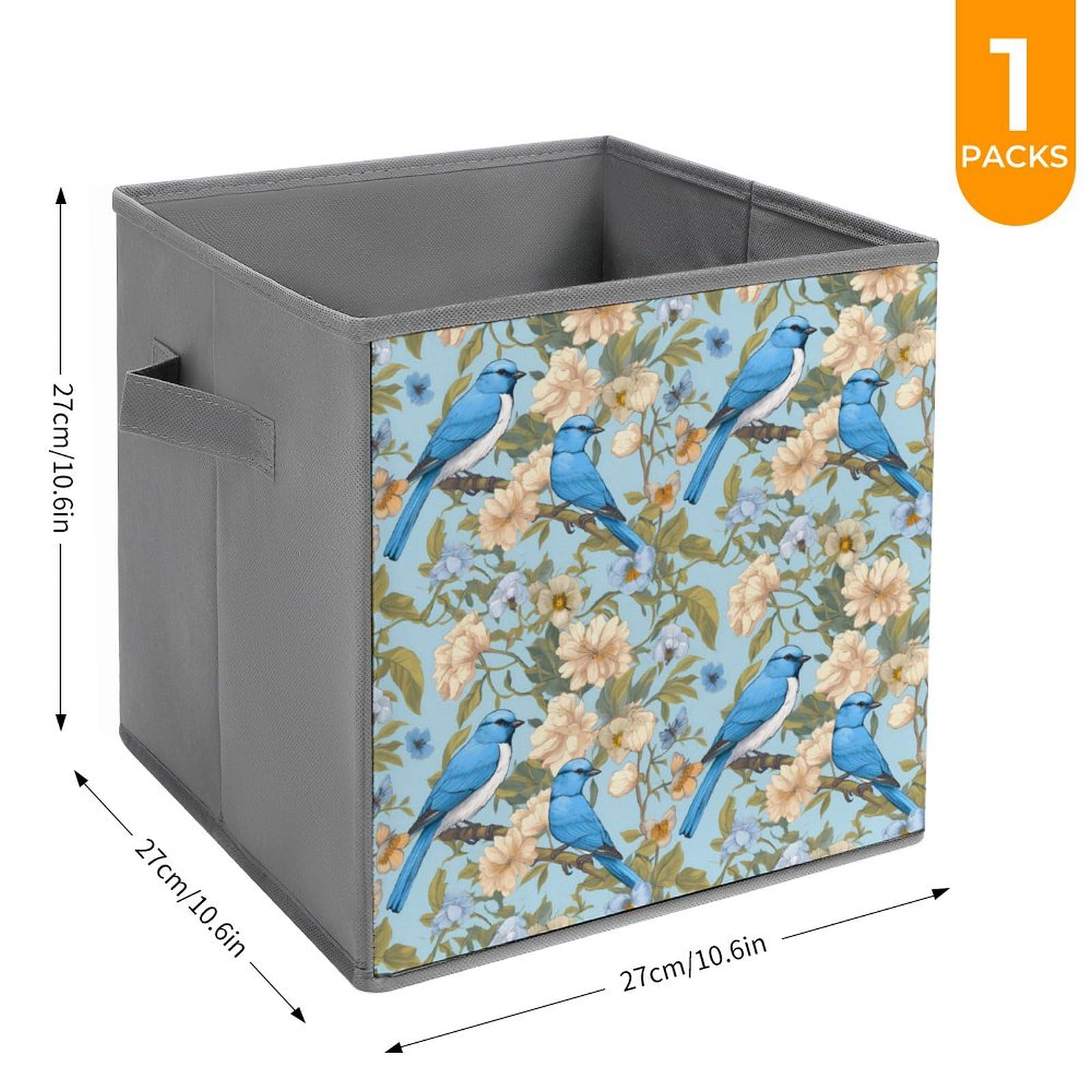 Blue Foldable Storage Cubes with Handles - 6 Pack Fabric Organizer Bins for Closet, Nursery, Office & Home Decor | Space Saving Collapsible Storage Baskets for Toys, Books & Laundry
