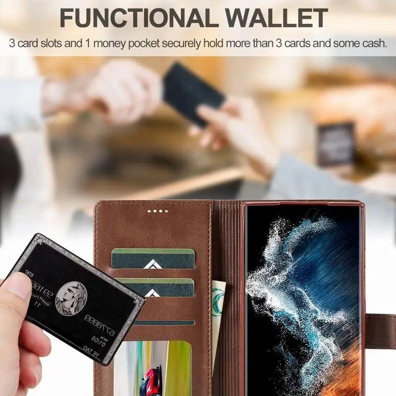 Samsung Galaxy S24 Plus Wallet Case - Premium Vegan Leather Phone Cover with Card Slots for Credit Cards & ID - Perfect for Daily Use, Travel, and Business