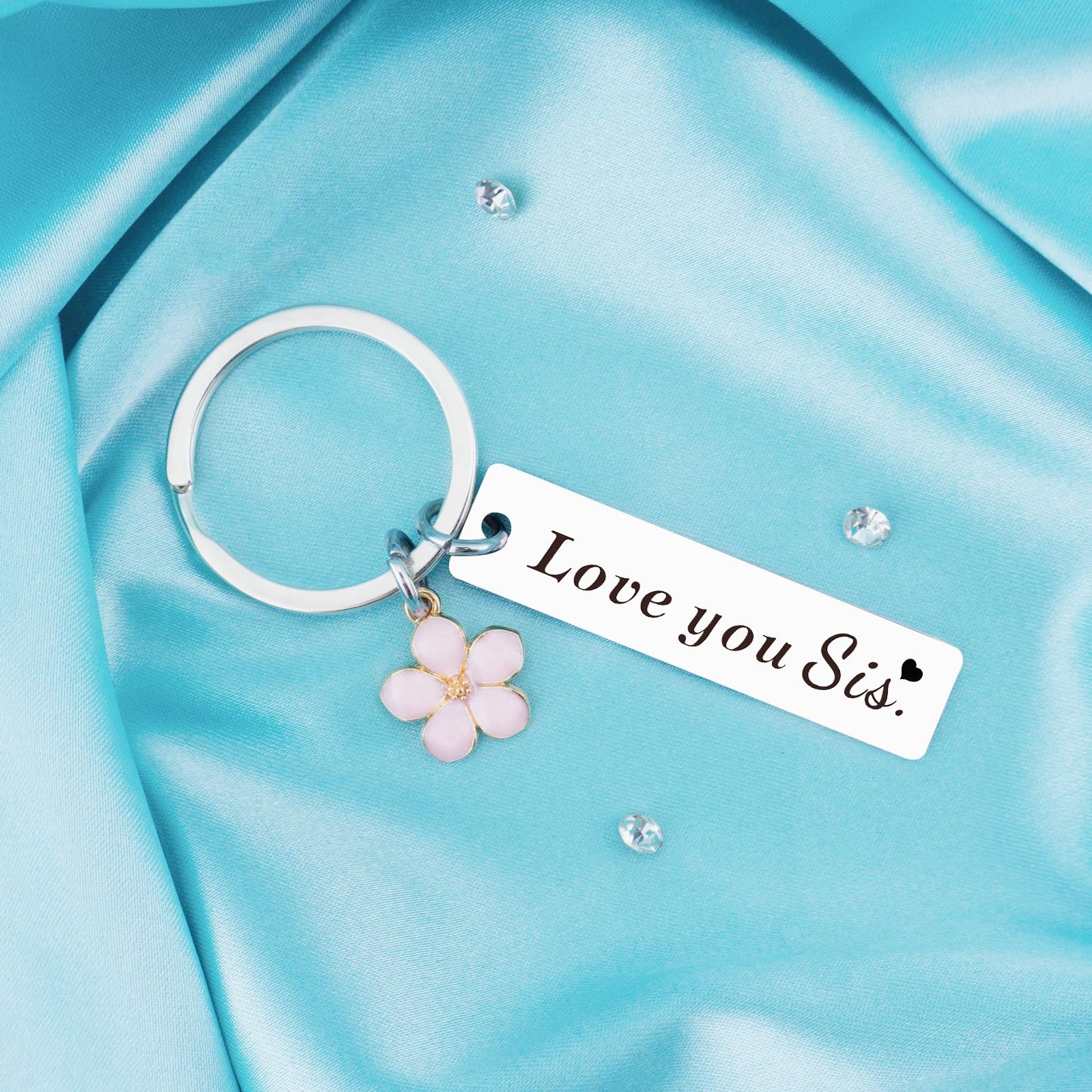 Best Sister Keychain Gift Set - Trendy Birthday, Easter Basket & Galentines Day Present for Big Sister, Little Sister, Teen Girls - 