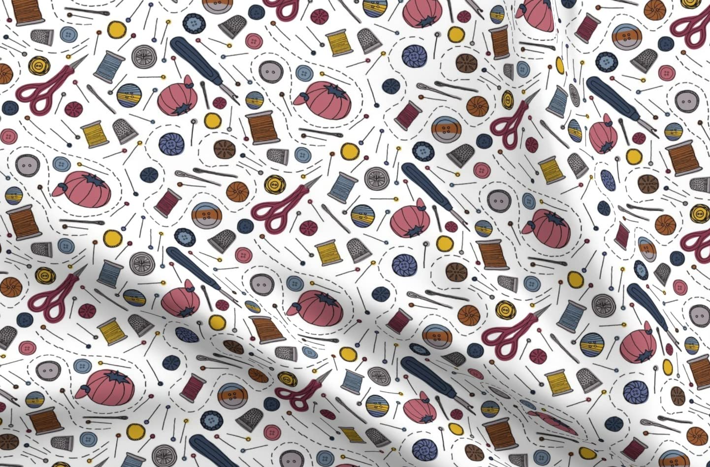 Spoonflower Fabric - Sewing Button Themed Printed Minky Fabric by The Yard - Soft Plush Material for Baby Blankets, Quilt Backing, DIY Sewing Projects & Home Decor