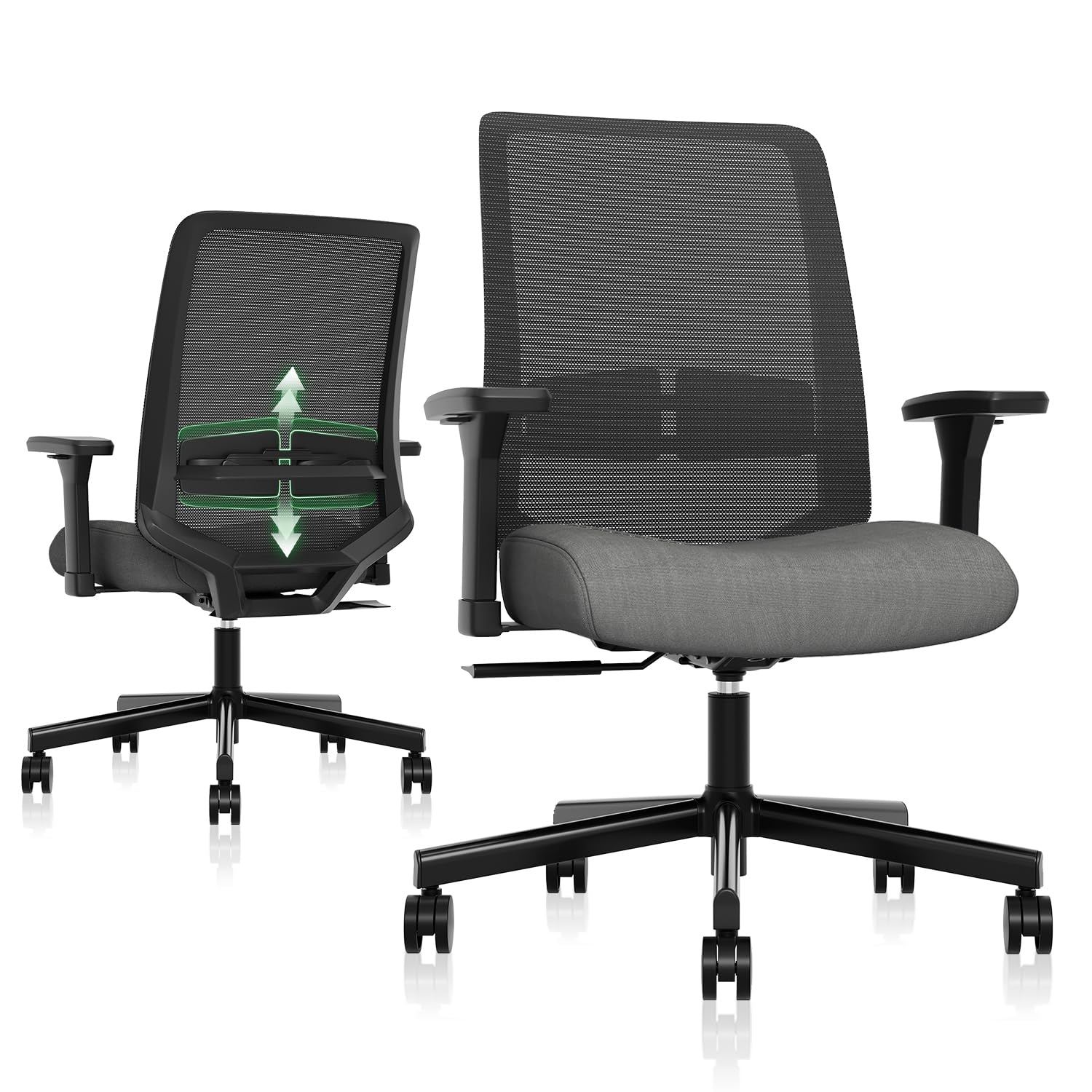 Ergonomic Office Chair with Adjustable Lumbar Support & 3D Armrests - Breathable Mesh Computer Desk Chair with Tilt Function, Wide Seat & Swivel Base - Perfect Executive Task Chair for Home Office, Gaming & Corporate Workspaces