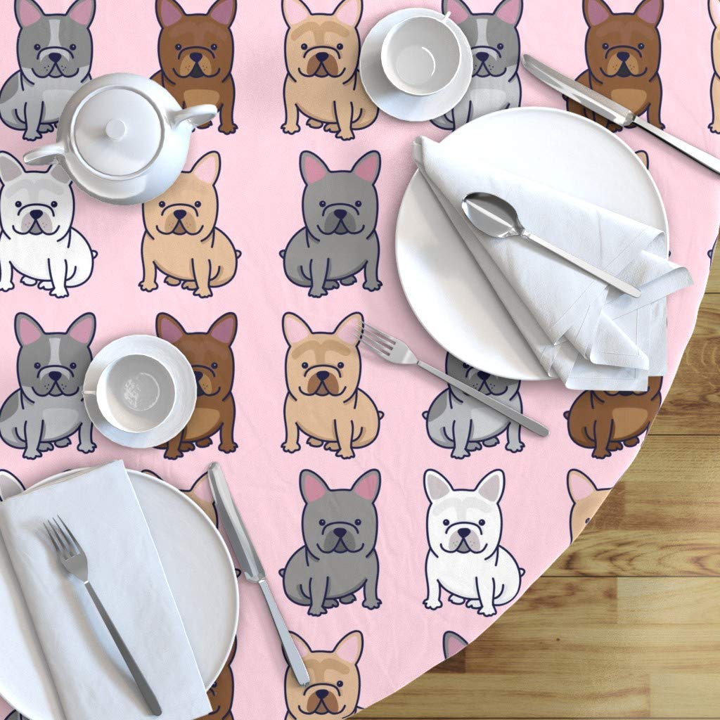 Custom French Bulldog Print Cotton Sateen Tablecloth - 70