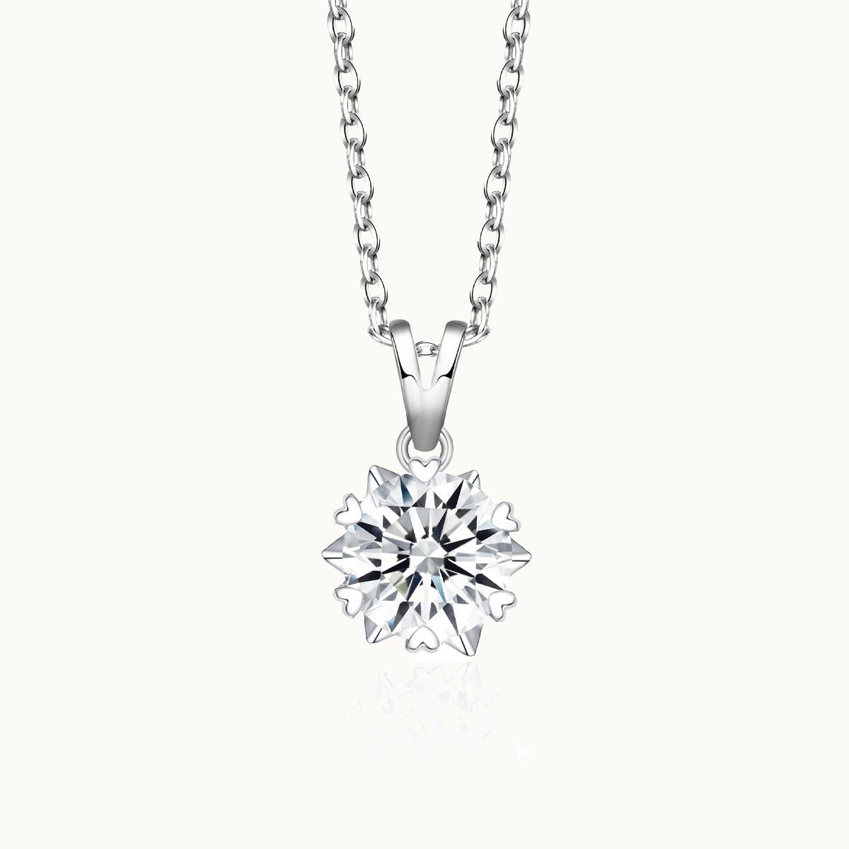 Solitaire Flower Moissanite Pendant Necklace for Women - Elegant 14K Gold Plated Jewelry Gift for Anniversary, Valentine's Day & Special Occasions