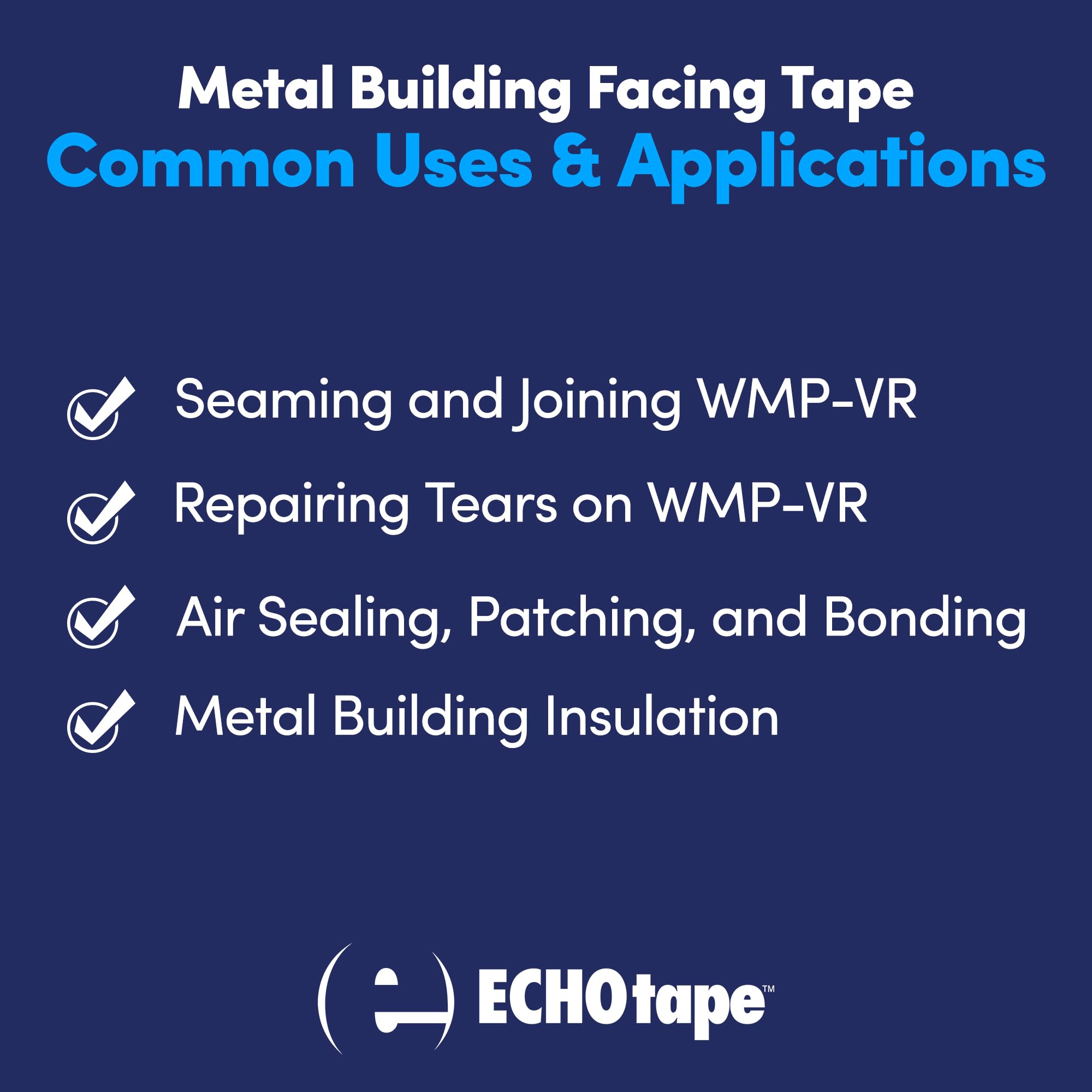 ECHOtape FS-G7731 All Weather Lamtec WMP-VR Facing Tape - Heavy Duty Metal Building Insulation Tape, Black Seam & Repair Tape with Cold Weather Acrylic Adhesive (2.83