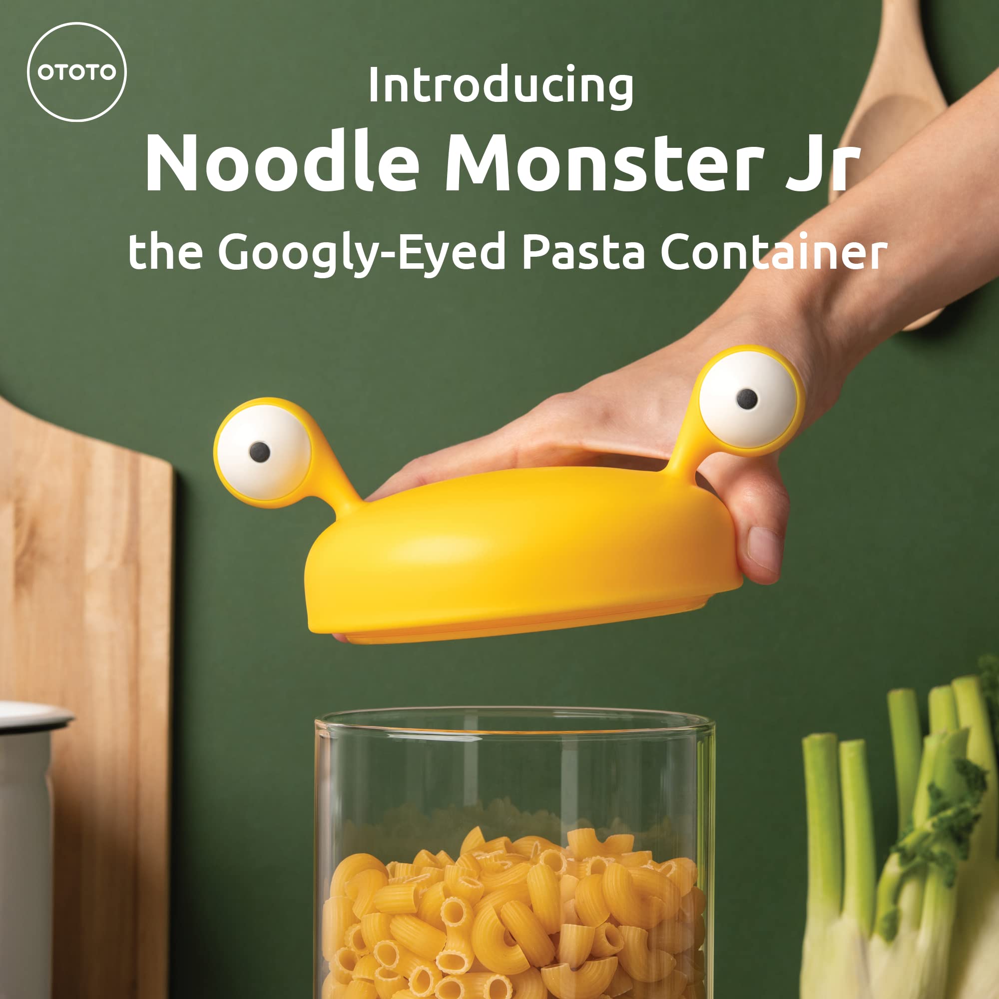 OTOTO Noodle Monster Glass Pantry Storage Containers with Lids - Airtight Pasta & Spaghetti Food Canisters - Kitchen Organization Gadgets for Pantry, Countertop & Meal Prep