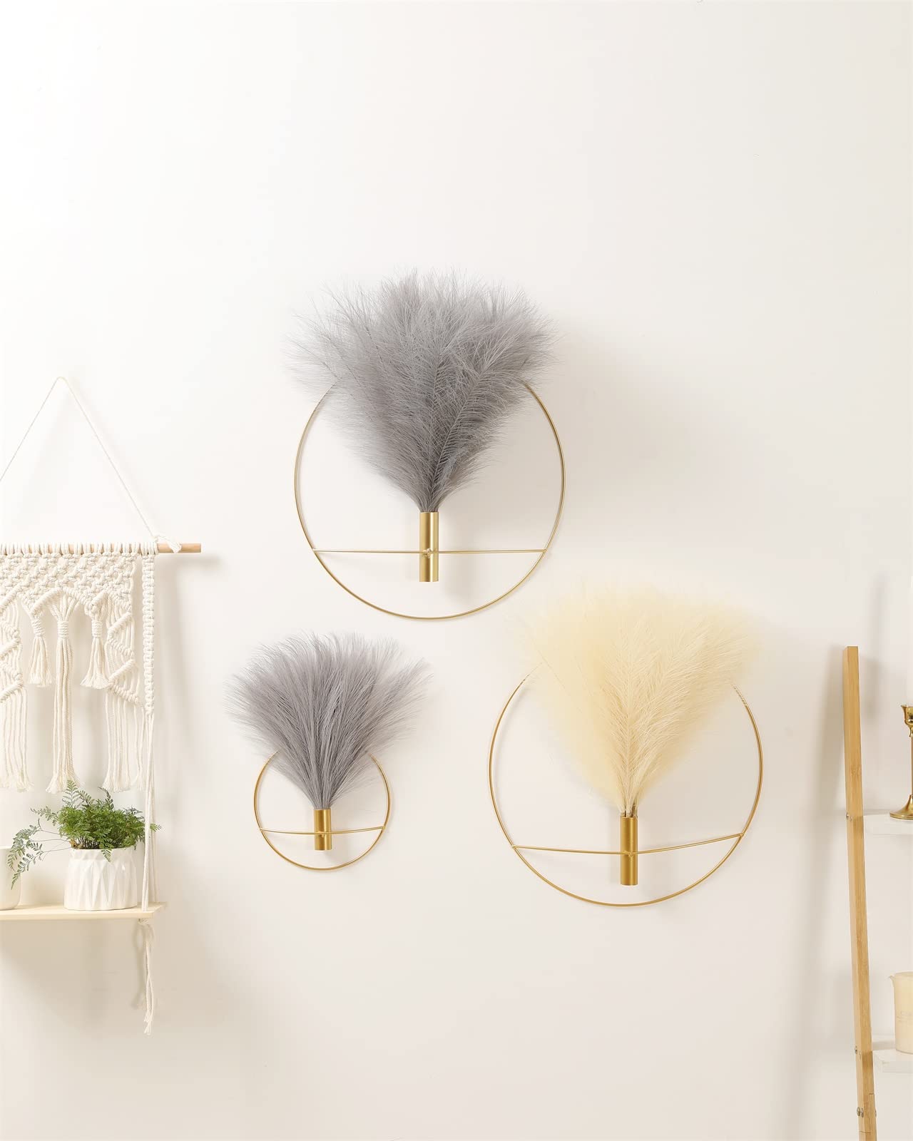 Boho Wall Decor 2 Pack Gold - Metal Wall Art for Living Room & Bedroom