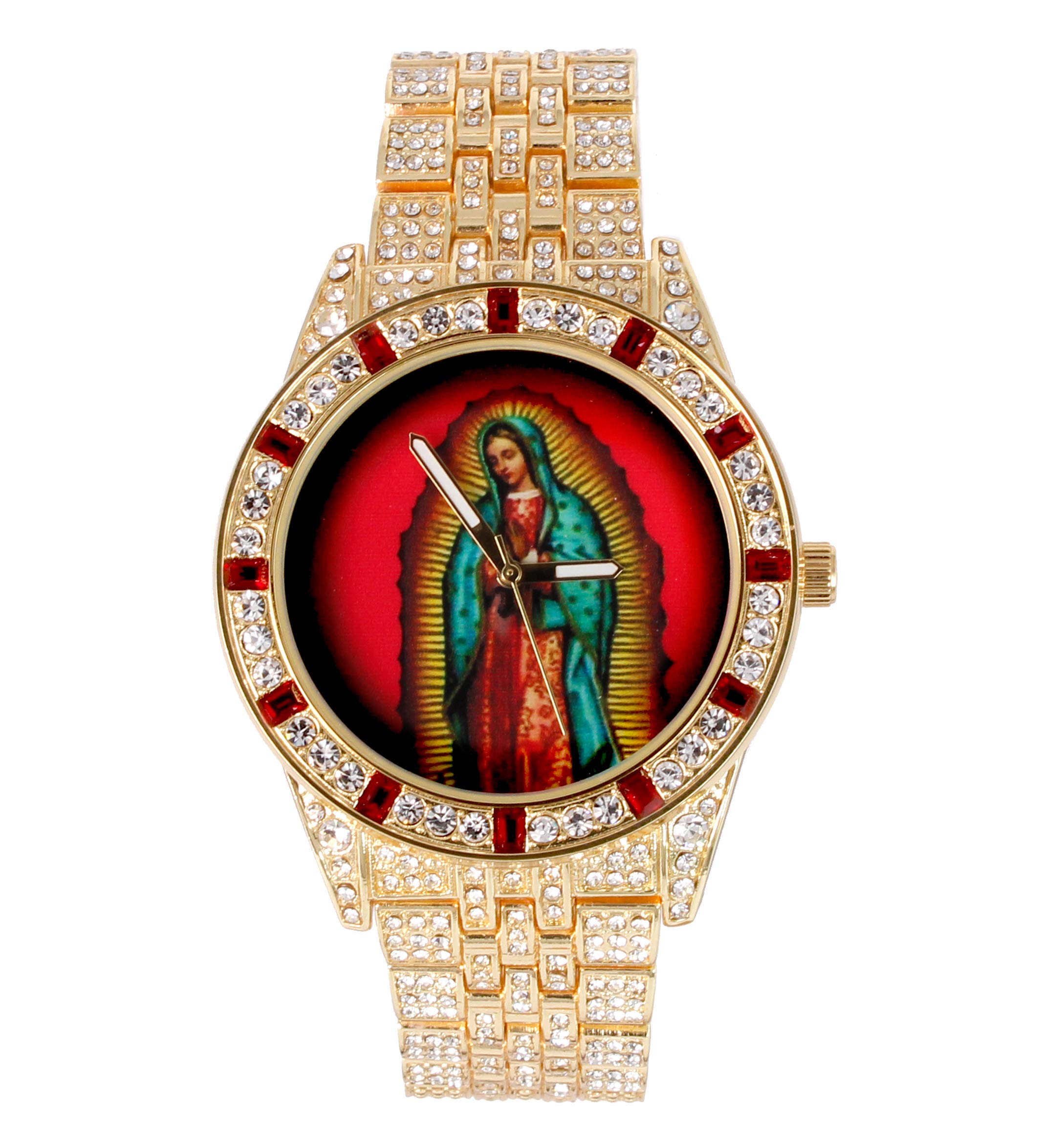 **Men's Iced Out Watch with Matching Cuban Link Bracelet - Luxury Rhinestone & Baguette Dial - Hip Hop Bling Jewelry for Parties, Gifts & Special Occasions - ST10226B**