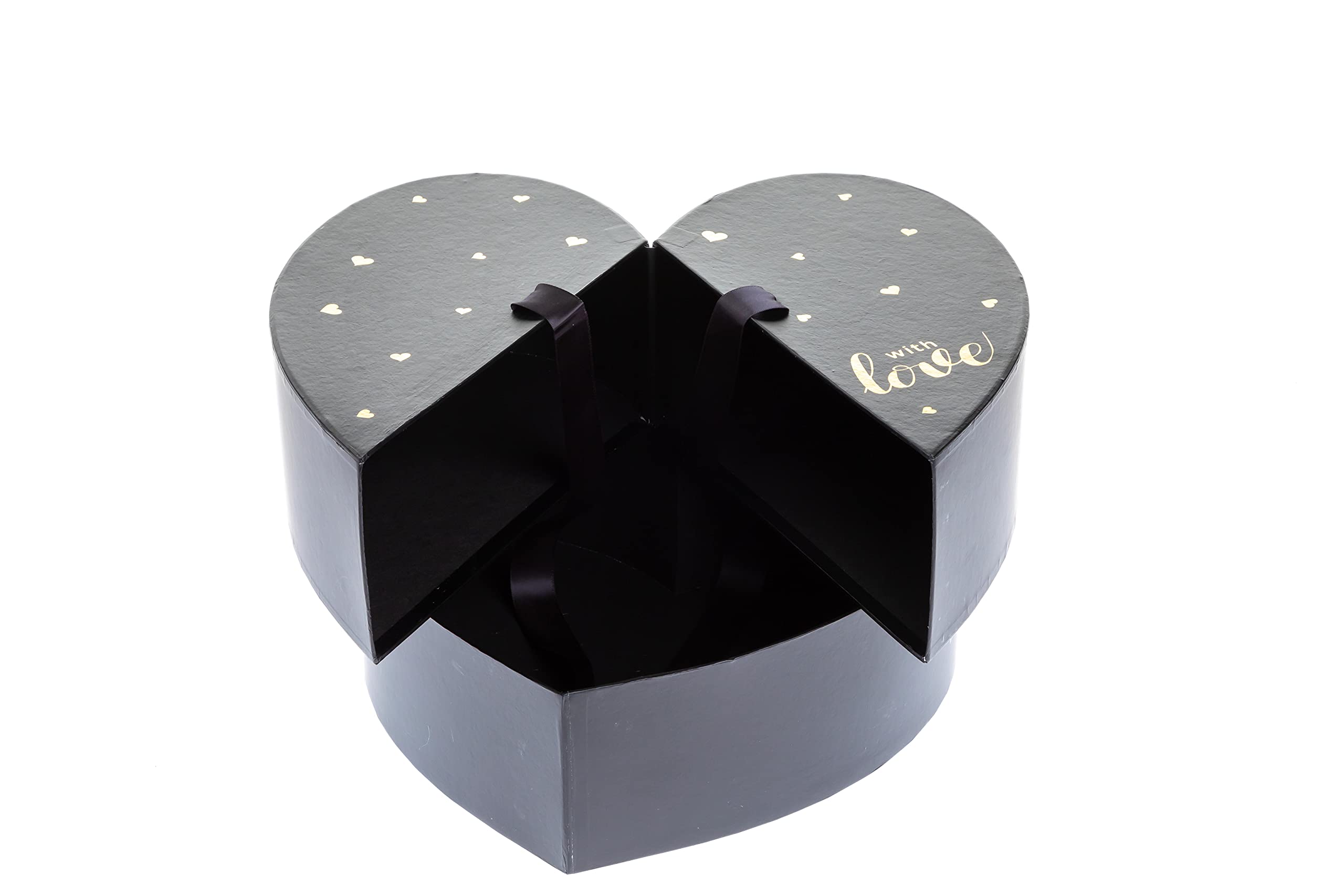 Heart-Shaped Flower Gift Boxes | Elegant Decorative Packaging for Weddings, Birthdays & Special Events | Perfect for Bouquets, Jewelry & Small Gifts (Black, W6878)