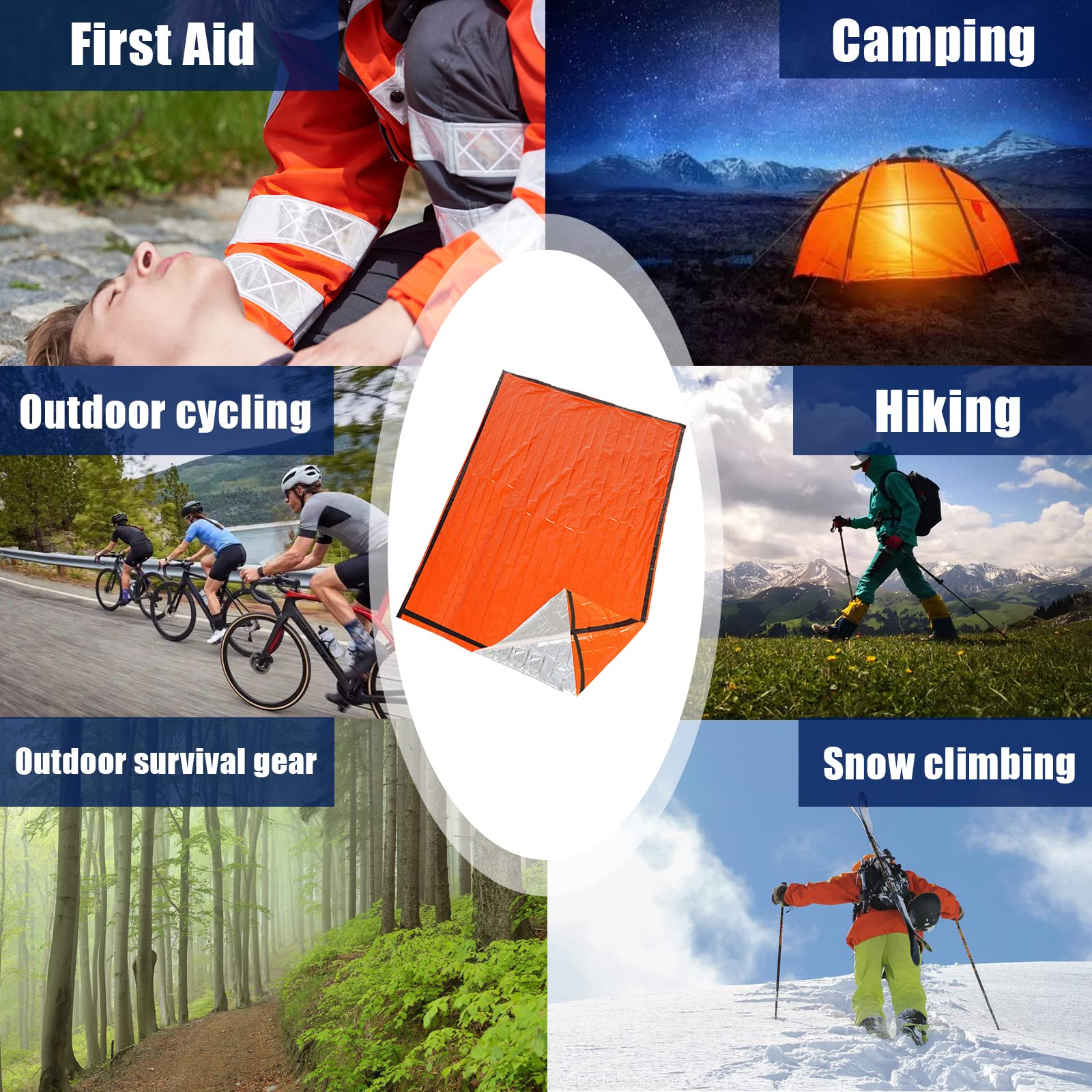 2-Pack Emergency Sleeping Bags - Lightweight Polyester Survival Bivy Sack with Compass & Whistle for Outdoor Adventures, Camping, Hiking, Earthquakes & Hurricane Preparedness - Compact Survival Gear for Wilderness Emergencies