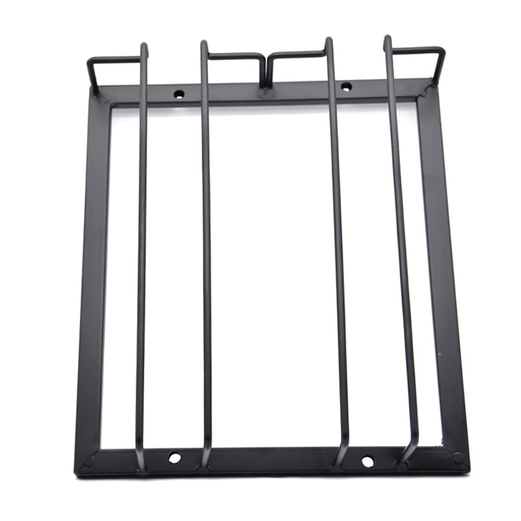 Premium Wrought Iron Under Cabinet Wine Glass Holder - 2 Rows Black Hanging Goblet Rack for Kitchen & Bar Storage | Space-Saving Upside Down Wine Glass Organizer for Home, Restaurant, and Party Use