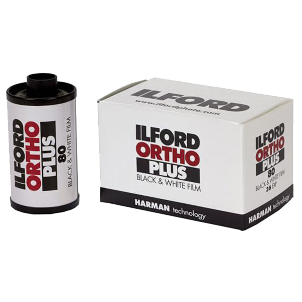 Ilford Ortho Plus 35mm 36 Exposure Black & White Film ISO 80 - High Contrast Orthochromatic Film for Street Photography & Landscape Photography - Perfect for Vintage Camera Enthusiasts & Film Photography Projects