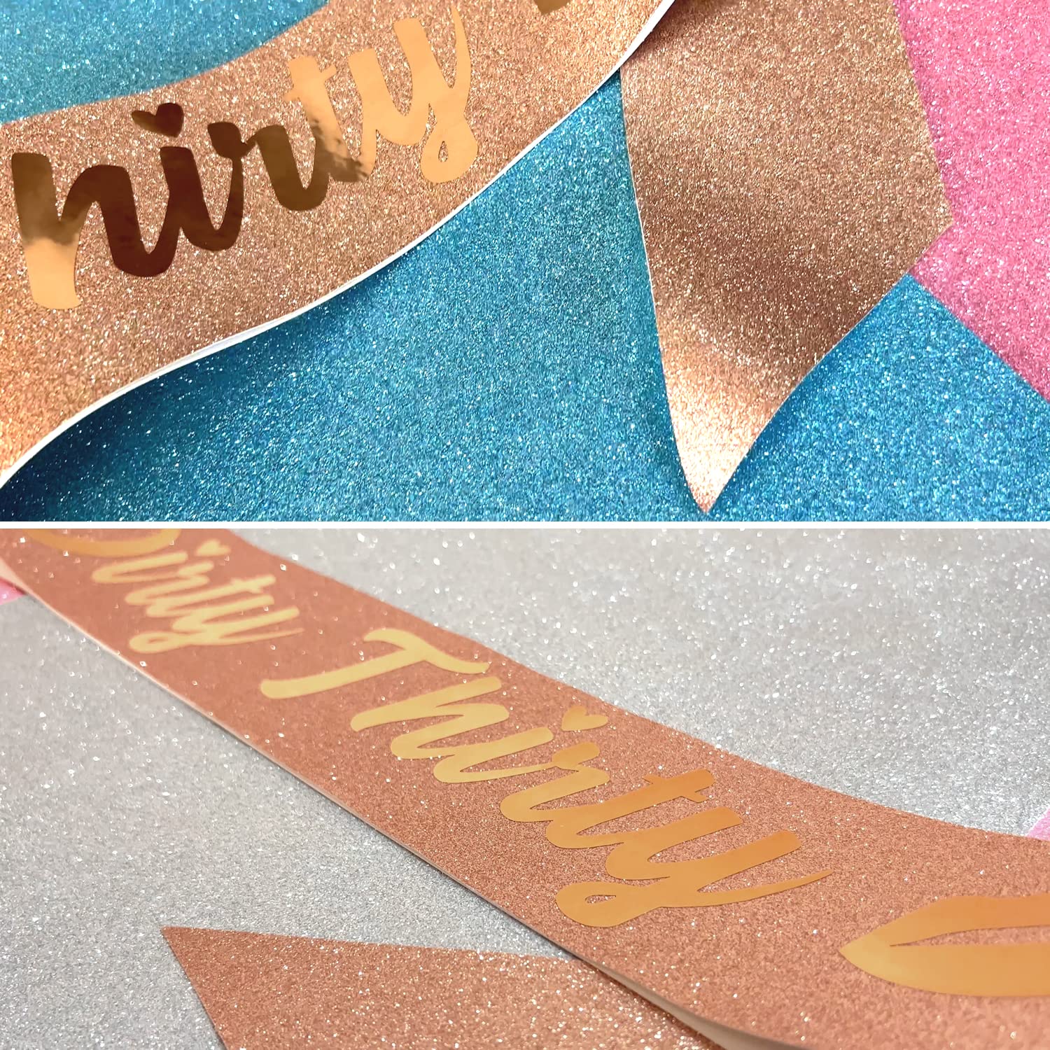 PartyForever 30th Birthday Decorations - Dirty Thirty Rose Gold Sash (32 Inch) for Women's Milestone Celebration | Perfect for 30th Birthday Parties, Bachelorette Events & Photo Props