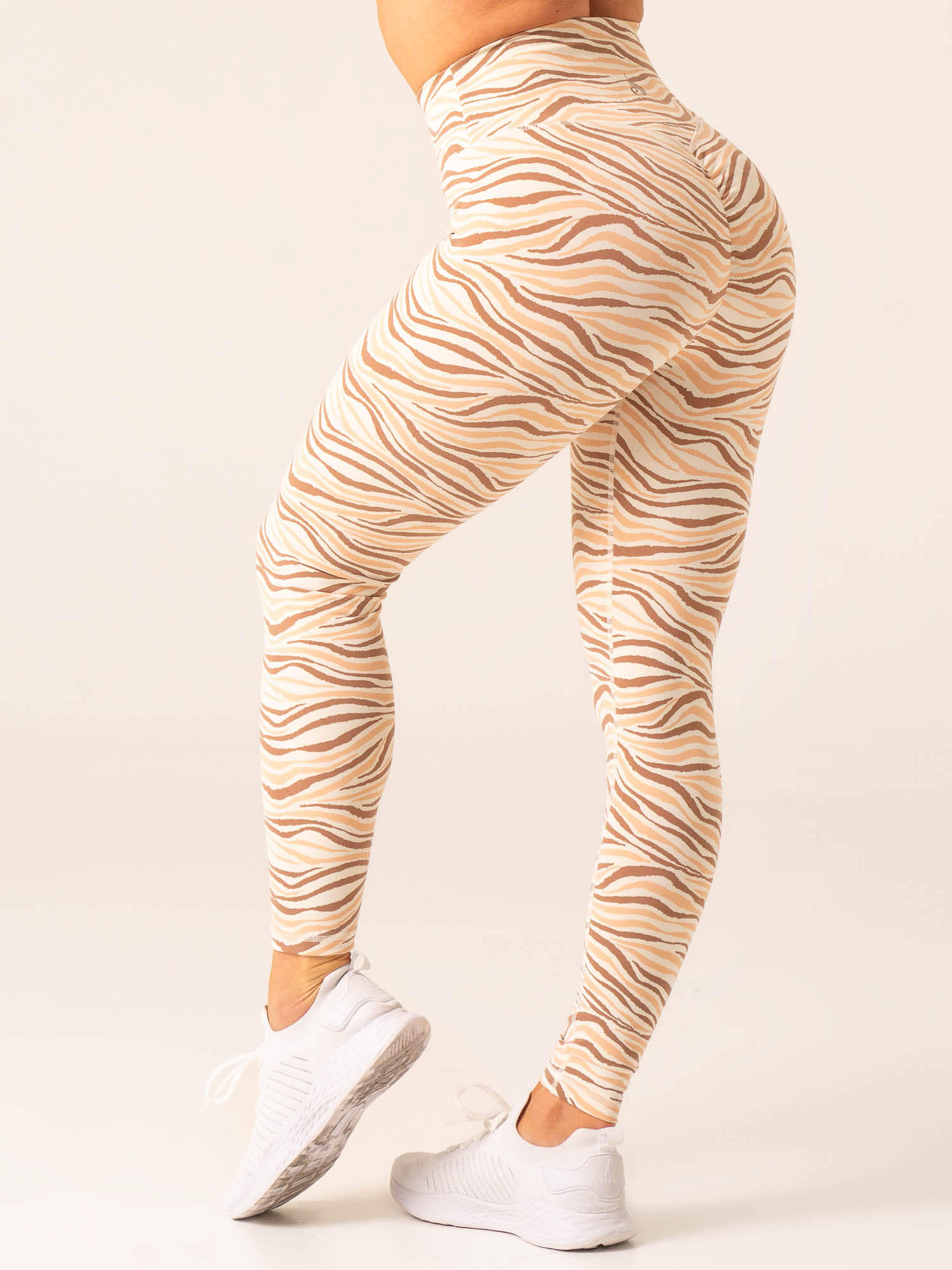 Unstoppable High Waisted Scrunch Yoga Leggings - Vanilla Zebra Print | Workout, Running & Lounge Wear for Women