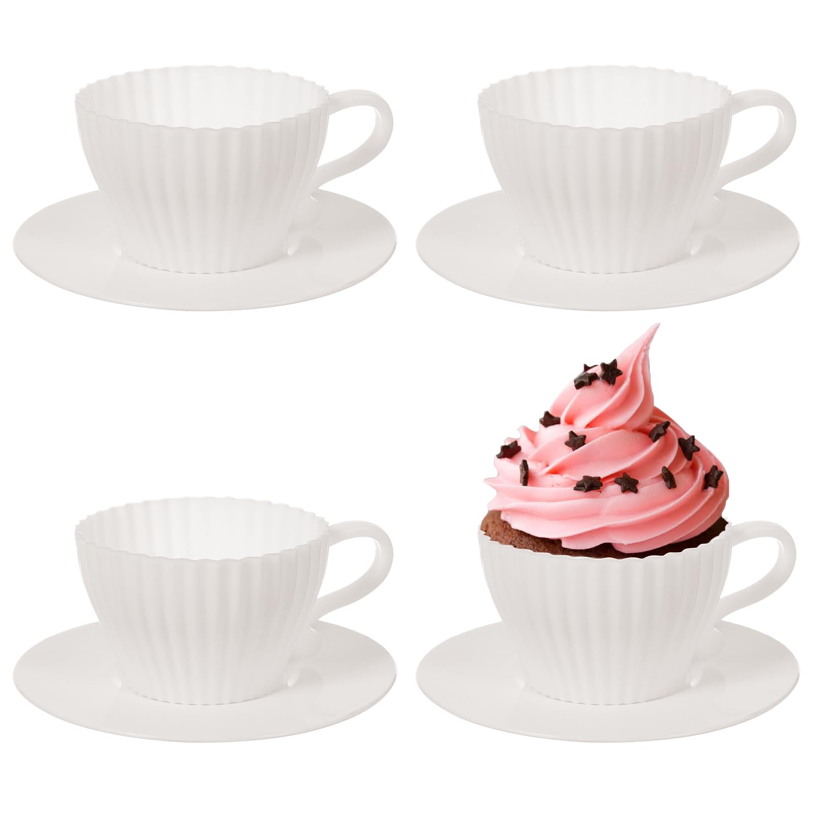 DOITOOL 4PCS Silicone Cupcake Liners - Reusable, Non-Stick, Oven Safe Baking Muffin Cups for Perfect Cupcakes & Muffins - Ideal for Home Baking, Parties, and Gift Packaging