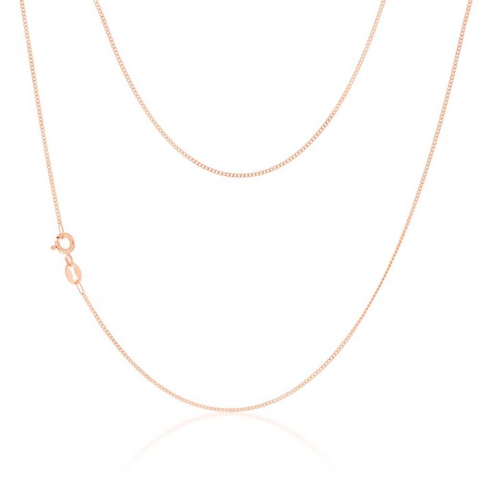 9ct Rose Gold Solid 31 Gauge Curb Chain 46cm - Elegant Jewelry for Women, Perfect for Layering, Gift Giving & Everyday Wear