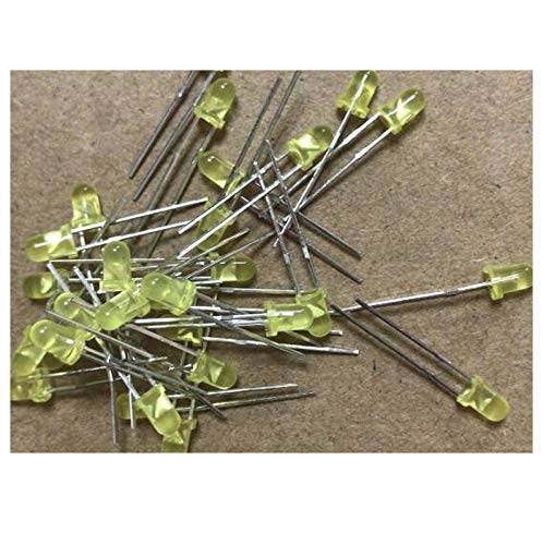 1000pcs 5mm Diffused Yellow LED Diodes - DIP Round Wide Angle Through Hole 2 Pin LED Lights for DIY Electronics, Circuit Boards, and Home Decor Projects