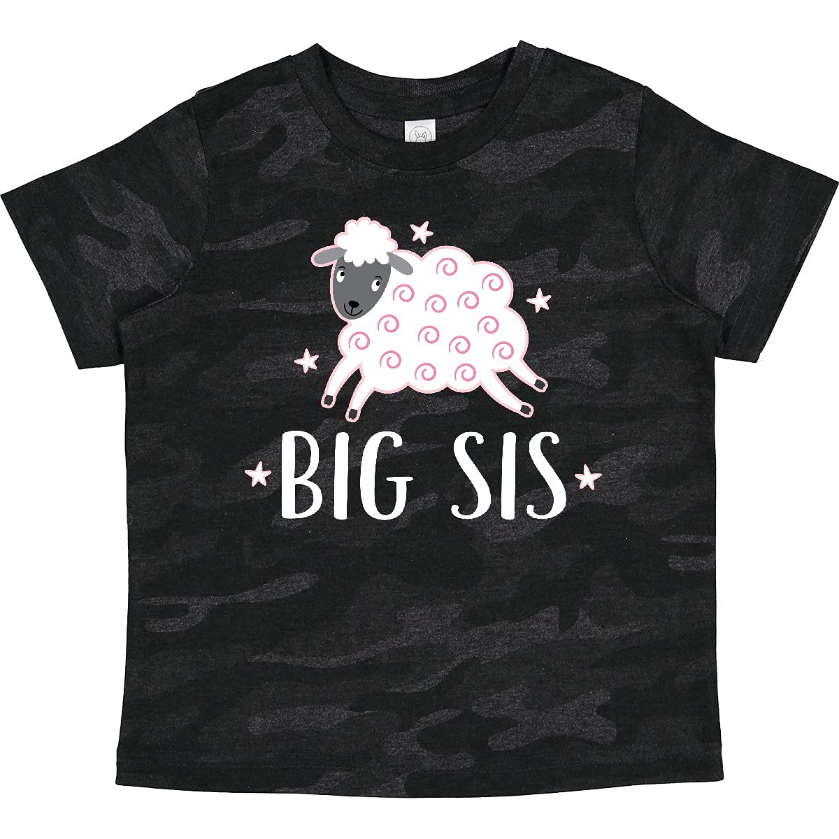 Inktastic Big Sis Lamb Cute Girls Sister Toddler T-Shirt - Adorable Cotton Tee for Toddler Sisters, Birthday & Family Gifts, Matching Outfits for Siblings