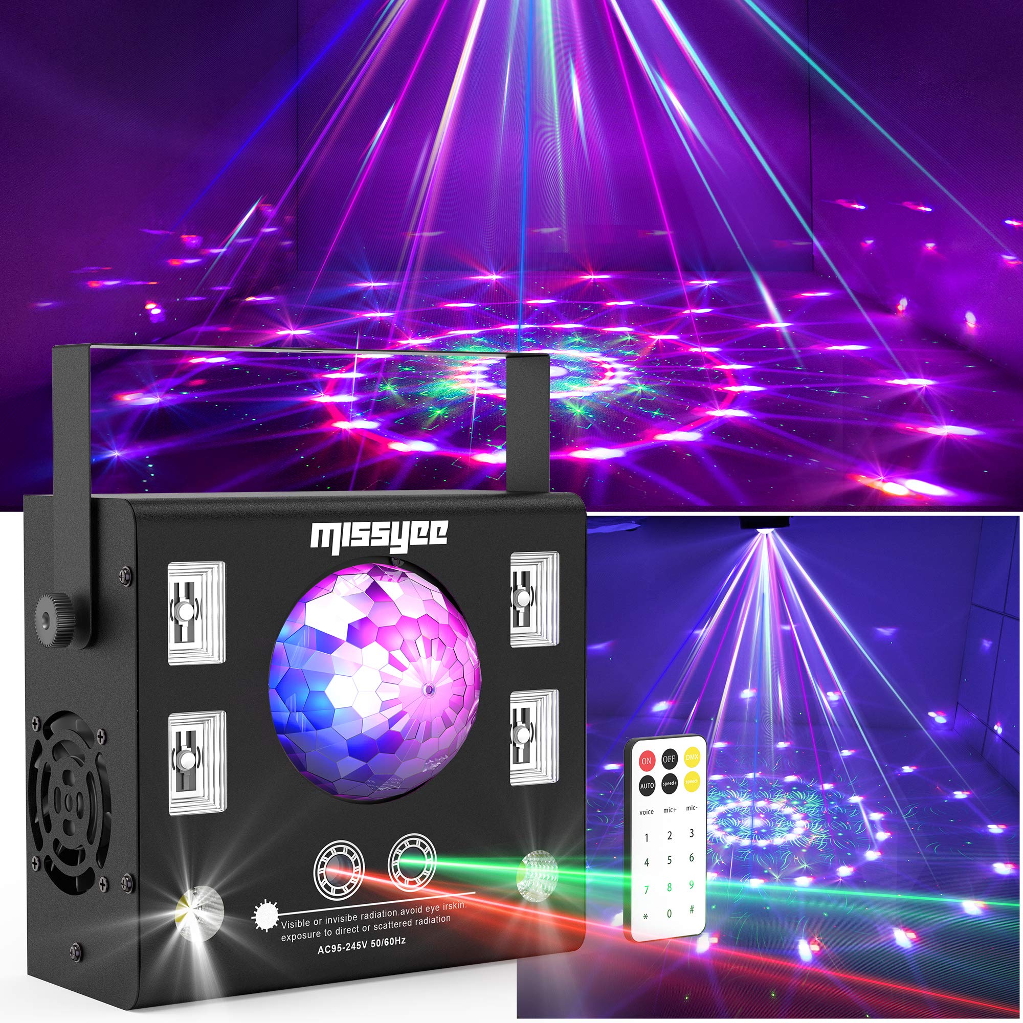 Best 4-in-1 DJ Lights with Disco Ball, LED Patterns & Sound-Activated Strobe - DMX Control for Home, Dance, Wedding & Party Events | Perfect for Stage Lighting, Nightclubs & Live Performances