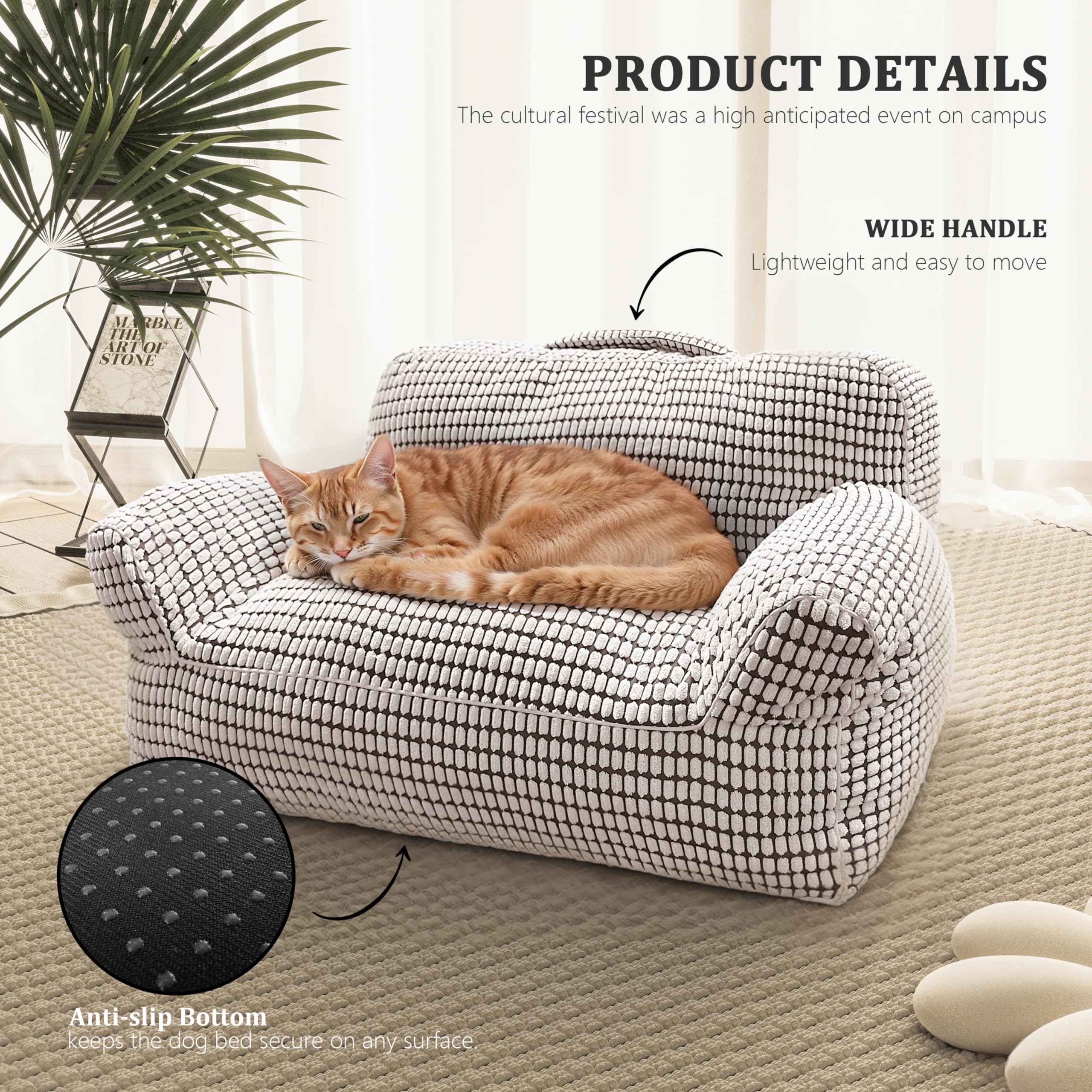 Modern Dog Couch for Small Dogs & Cats - Super Soft Fluffy Pet Sofa Bed with Thick Padding - Cozy Lounger for Puppies, Kittens & Small Pets - Perfect for Living Room, Bedroom or Pet Nursery