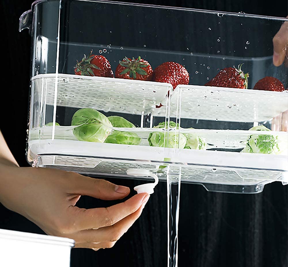 Best Fridge Storage Containers & Freezer Bins - Airtight Vegetable Fruit Organizer with Removable Lids & Drain Tray - Perfect for Kitchen, Pantry & Meal Prep Organization