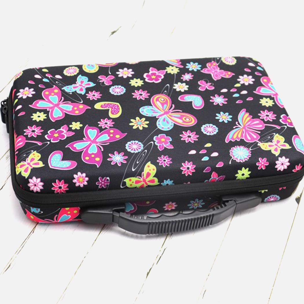 SOWUNO 60 Grids Essential Oil Carrying Case with Butterfly Design - Portable Essential Oil Organizer for 0.34oz Bottles - Perfect for Aromatherapy, Travel & Home Storage