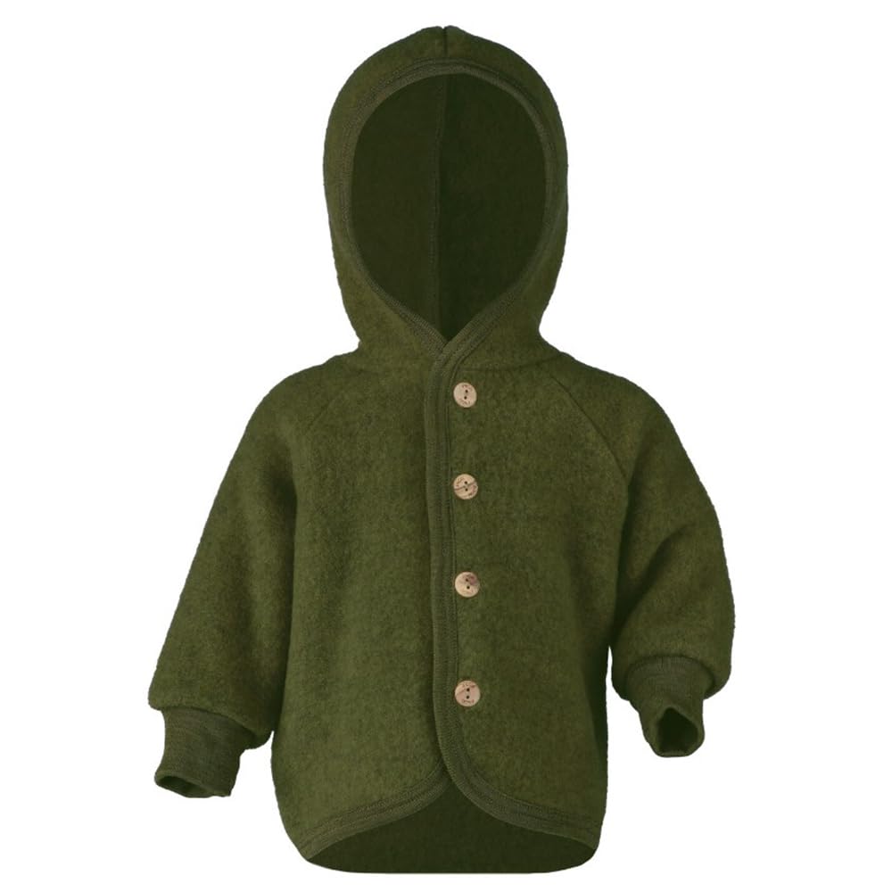 Kids Organic Merino Wool Fleece Hooded Thermal Jacket Cardigan - Warm Winter Coat for Boys & Girls - Perfect for Outdoor Play, School & Cold Weather Activities