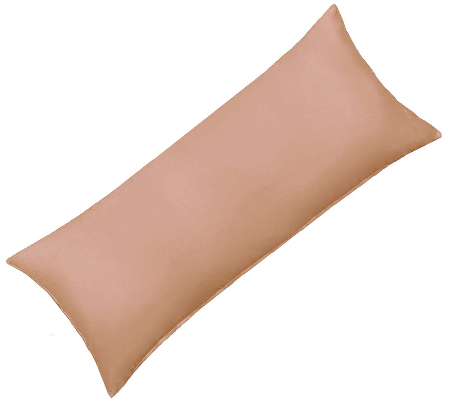 Premium 1-Piece Body Pillow Cover - 100% Egyptian Cotton 500 Thread Count - Solid Beige - Full Body Size - Ultra Soft & Breathable - Perfect for Pregnancy Support, Back Pain Relief & Comfortable Sleep